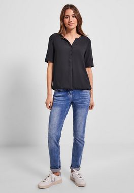 Cecil Klassische Bluse Cecil Unifarbene Basic Bluse in Carbon Grey (1-tlg) Gummizugsaum