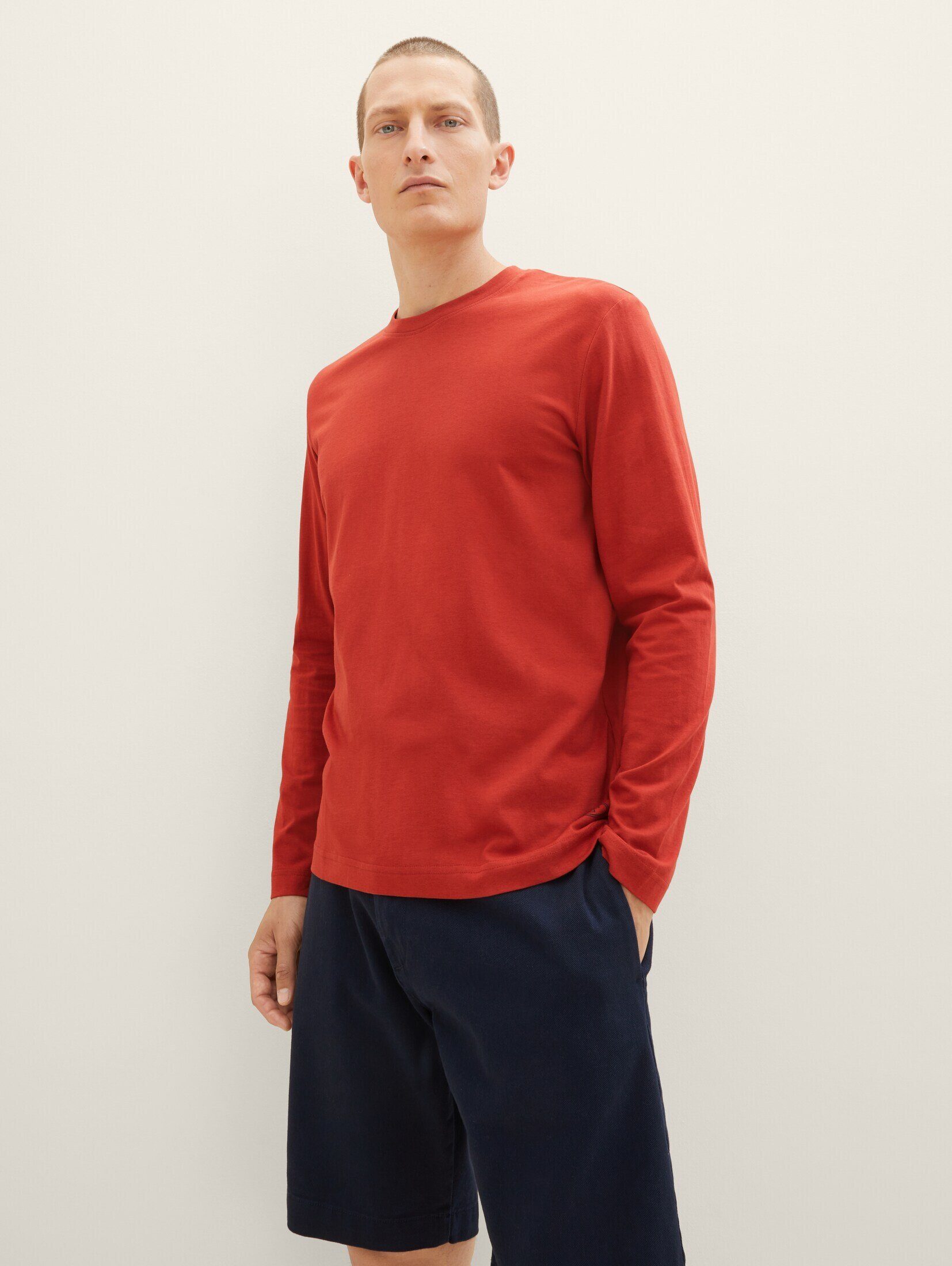 velvet T-Shirt TOM Langarmshirt TAILOR red
