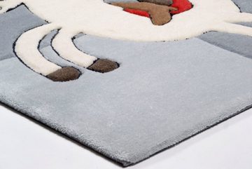 Kinderteppich Lisa, THEKO, rechteckig, Höhe: 14 mm, Kurzflor, Motiv Ritter, handgearbeiteter Reliefschnitt (Carving)