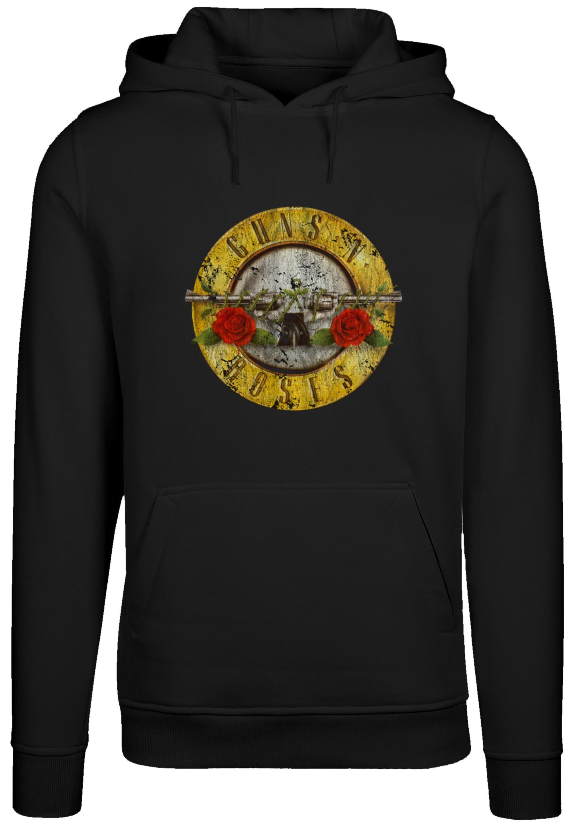 Kapuzenpullover Guns schwarz Vintage Classic Bequem Roses Rock Hoodie, 'n' Musik Logo Warm, F4NT4STIC Band