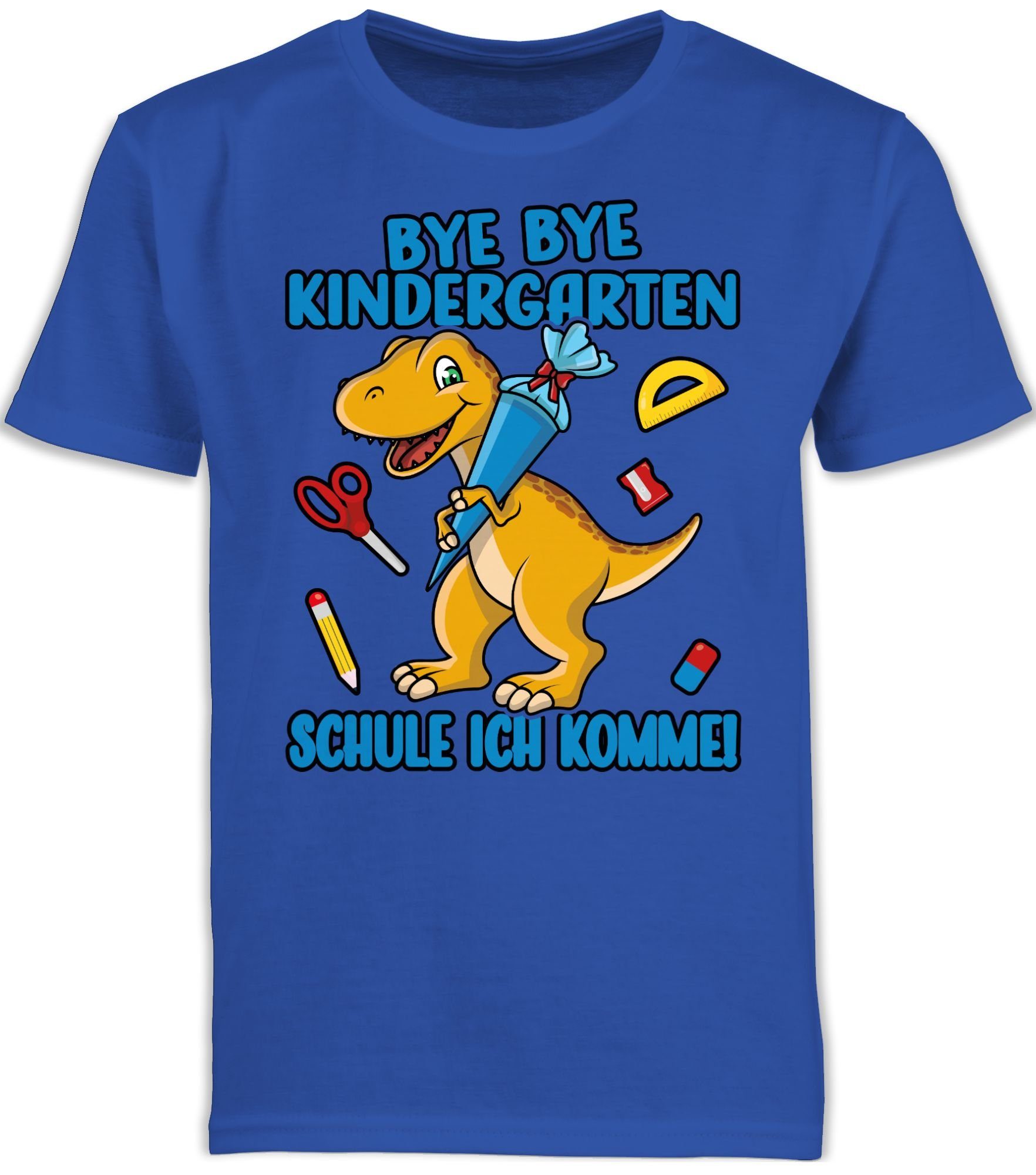 Shirtracer T-Shirt Bye Bye Kindergarten - Schule ich komme! Mit Dino und Schultüte Einschulung Junge Schulanfang Geschenke