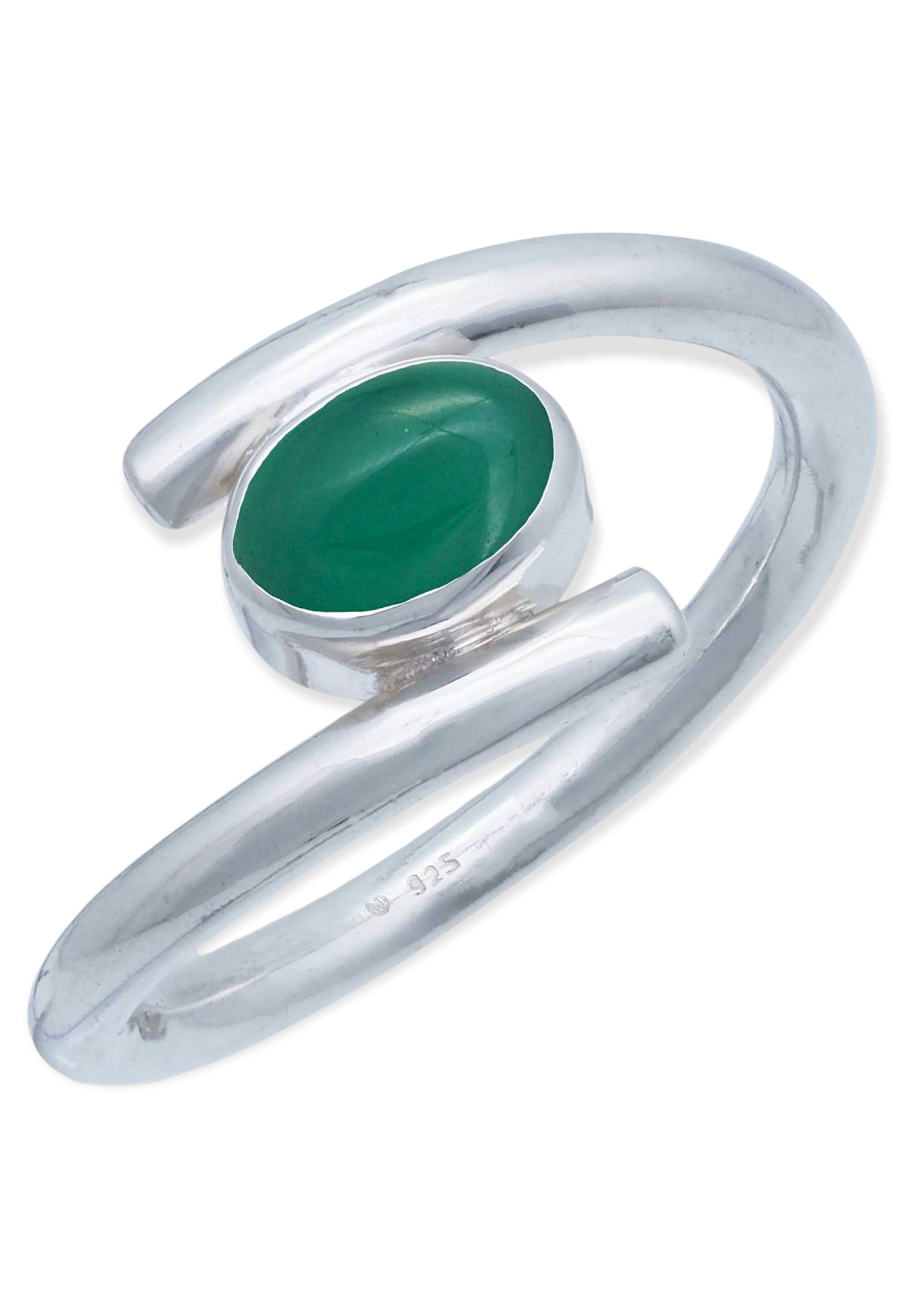 mantraroma Silberring 925er Silber mit grüner Onyx