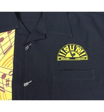 Steady Clothing Kurzarmhemd Musiknoten Vintage Bowling Shirt Retro Rockabilly Sun Records