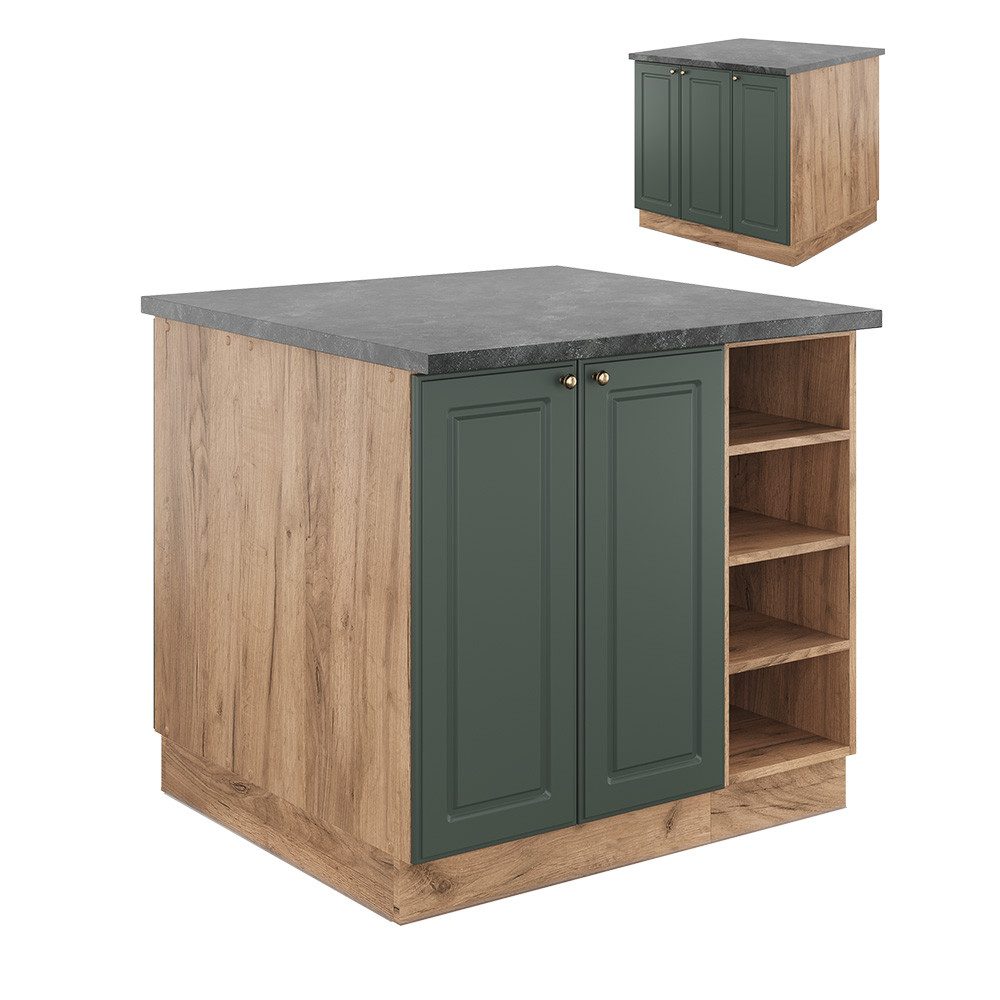 Vicco Unterschrank Fame-Line, Grün-Gold Landhaus/Eiche, 90 cm ohne Arbeitsplatte (1-St)