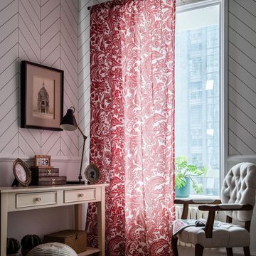 Vorhang Vorhang Vorhang im roten Stil kleines Fenster Küchenvorhang, AUKUU, Baumwolle und Leinen bedruckt Wohnzimmer halbverdunkelnd