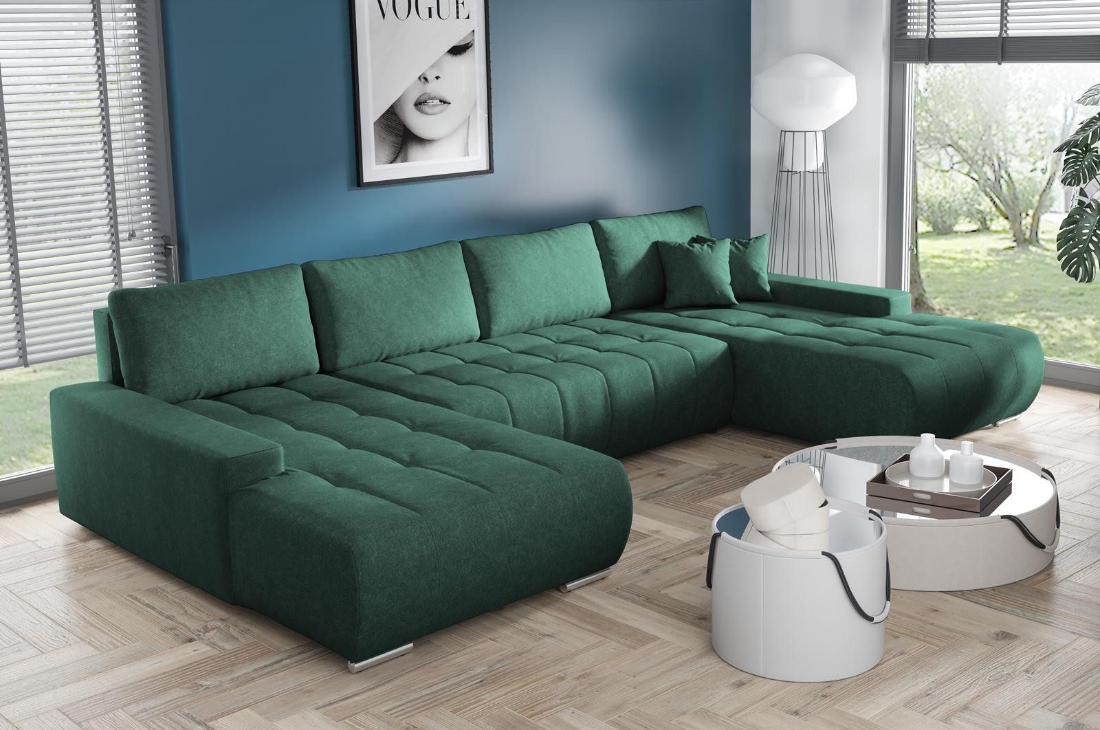 Compleo Ecksofa mit Schlaffunktion aus Velourstoff günstig online kaufen
