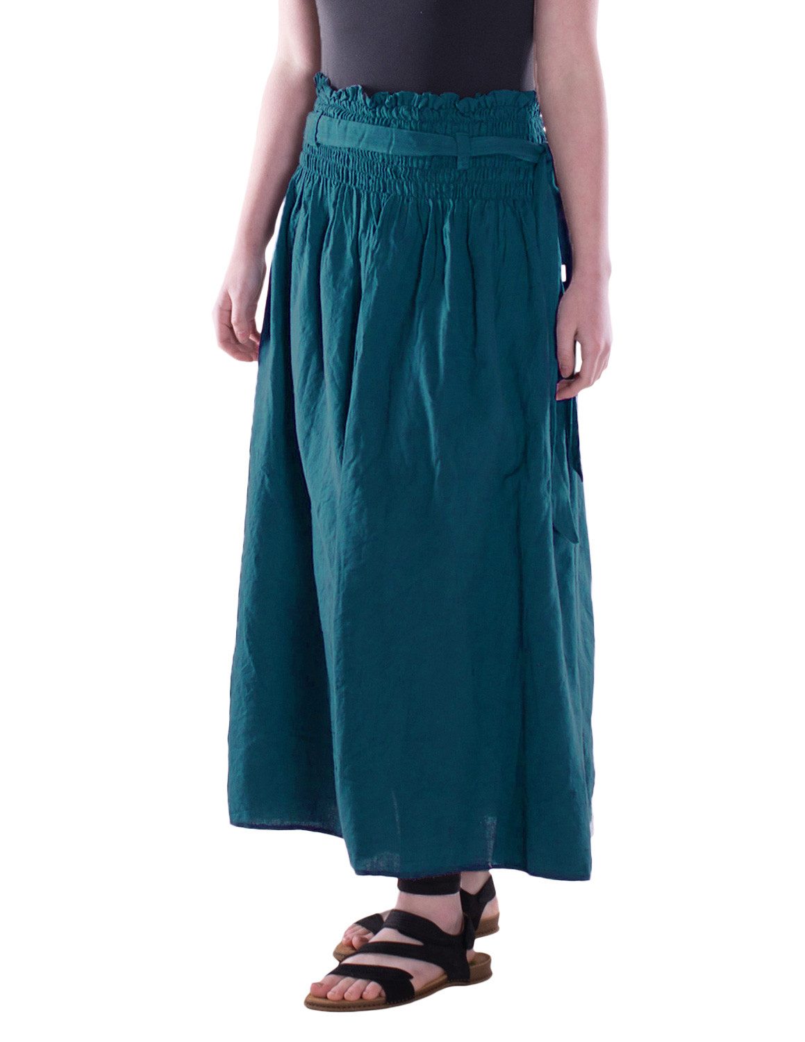 Vishes Maxirock Damen Maxi-Rock Baumwolle Boho elastischer Bund mit Kordel- günstig online kaufen