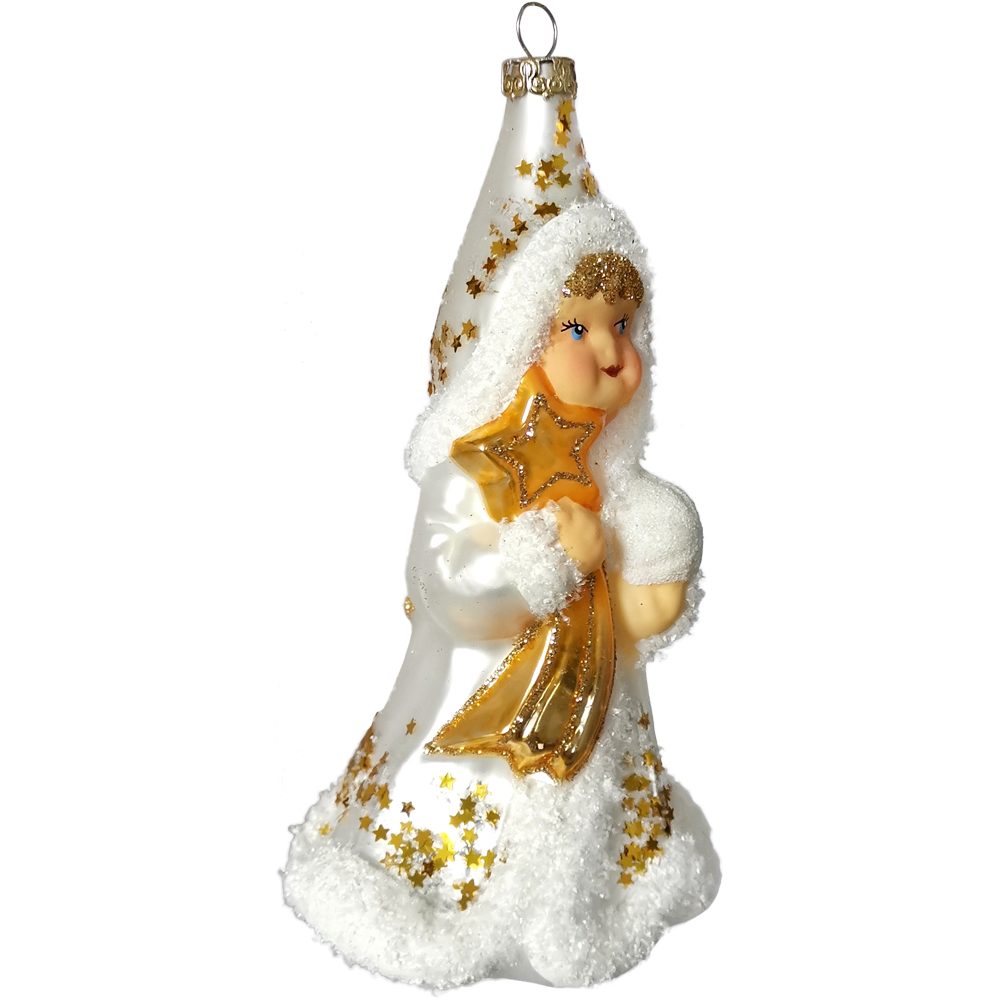 Thüringer Glasdesign Christbaumschmuck Sternenkind mit Stern von Bethlehem 14 cm (1-tlg), mundgeblasen, handbemalt