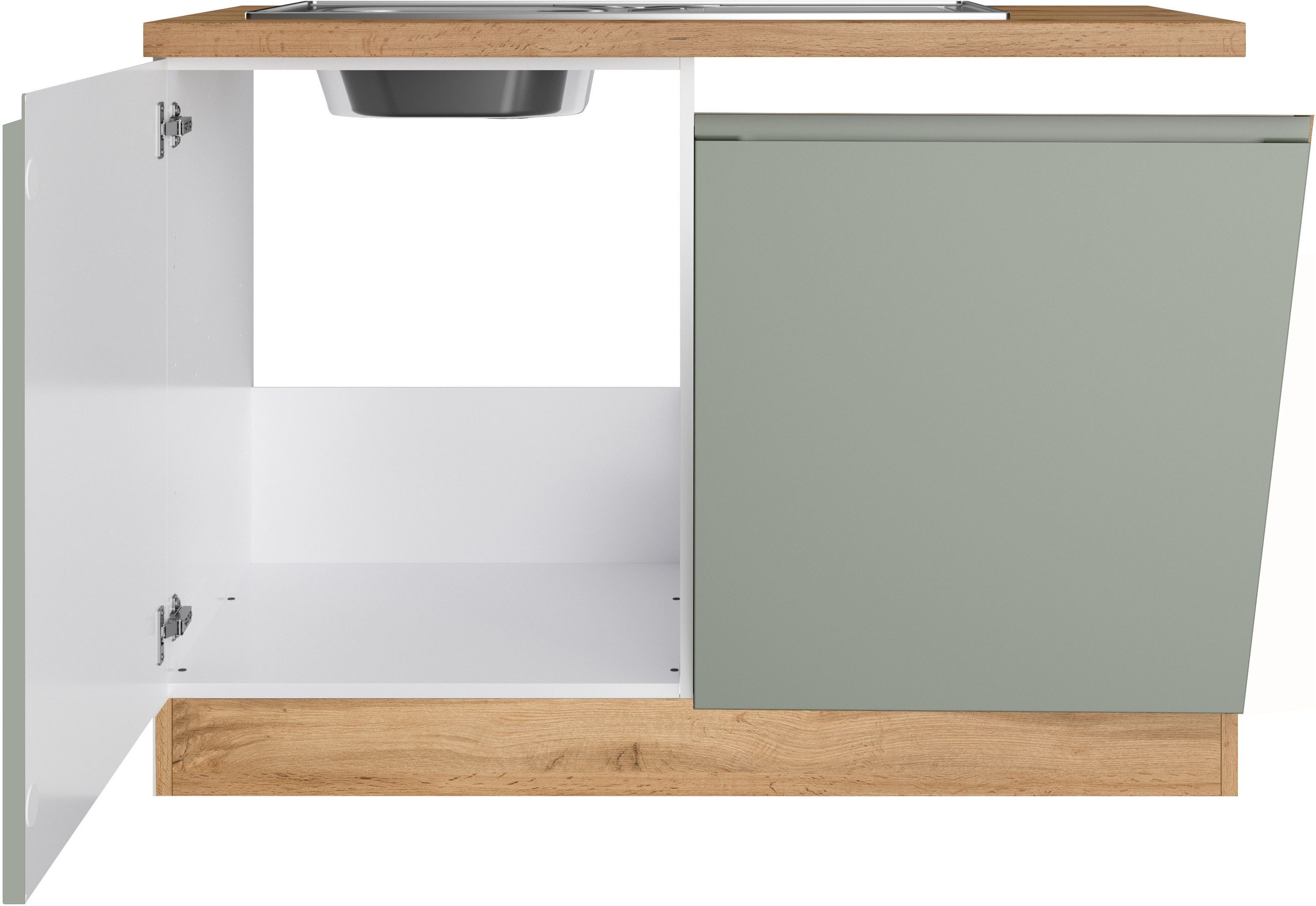 KOCHSTATION Spülenschrank KS-Virginia,neu in verbesserter Ausführung (Stauraum, Softclose, ohne Armatur) Breite 110 cm, inklusive Einbauspüle, Soft-Close – Bild 5 von 5