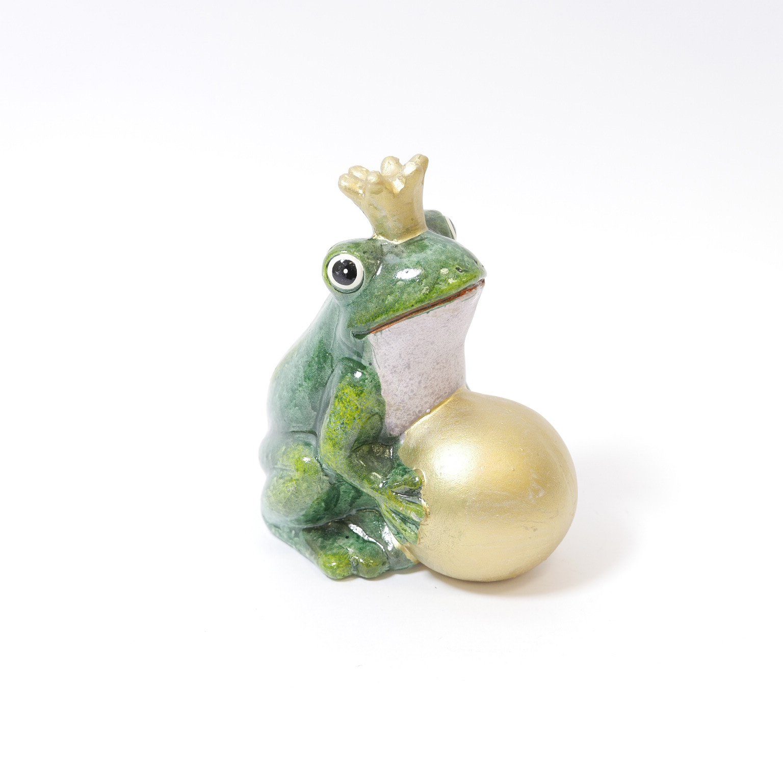 Froschkönig mit 17 Dekofigur B&S cm Kugel grün goldfarbener Dekofigur