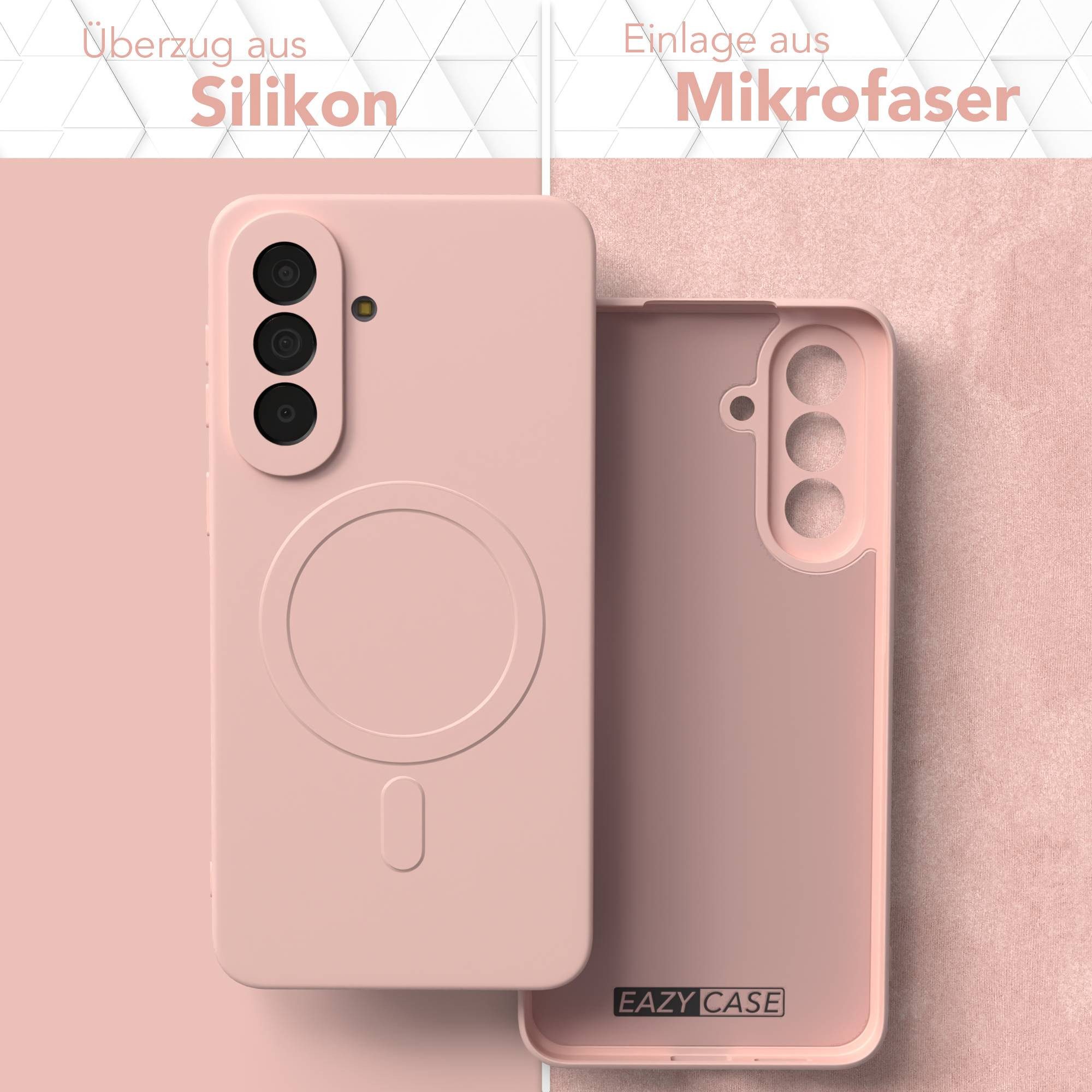 EAZY CASE Handyhülle Samsung Galaxy A57 MagSafe TPU / Silicon Coating Case 6,7 Zoll, MagSafe Schutzhülle Silikoncover mit Kameraschutz Rosa / Altrosa