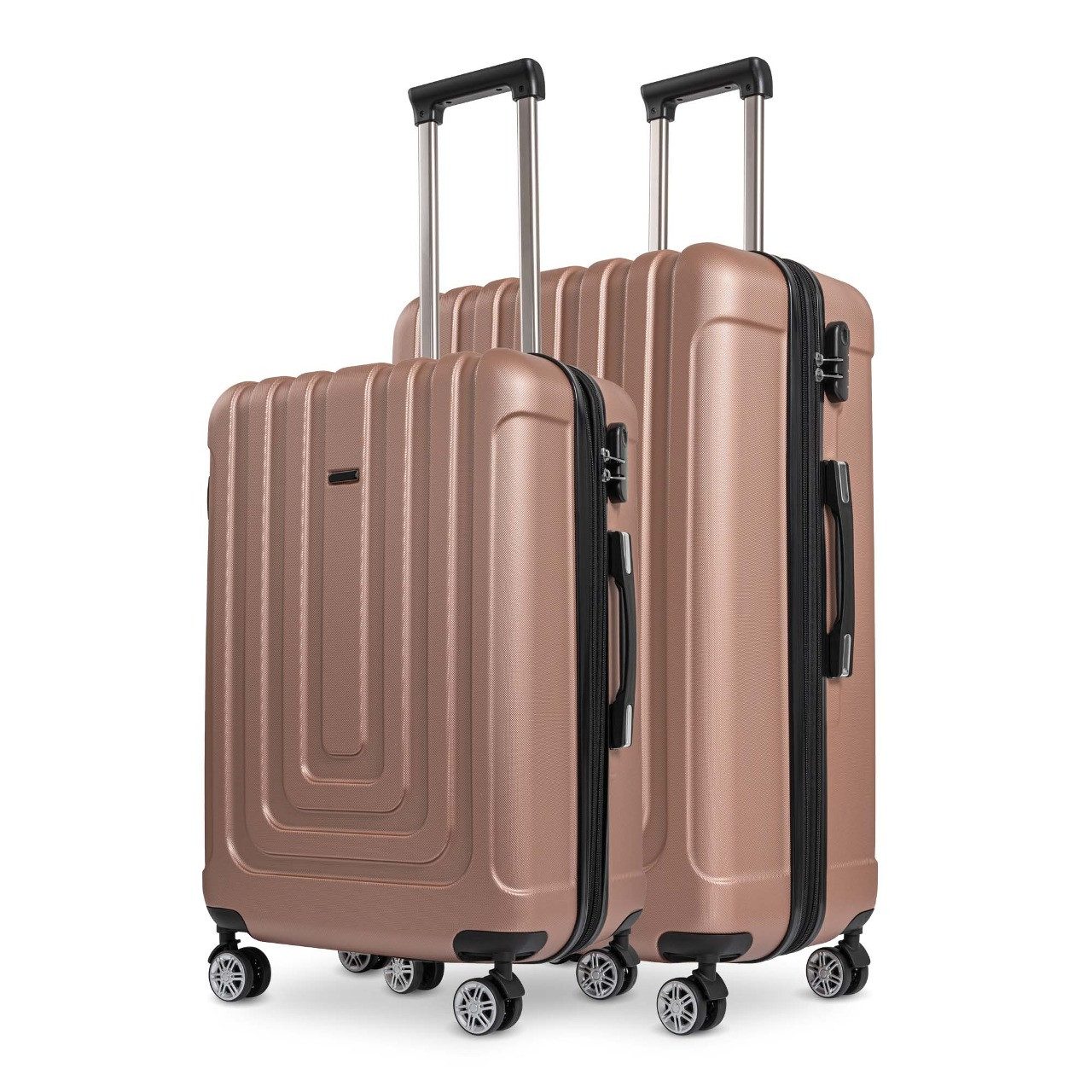 Sparsando Koffer SPARSET Checkin-Trolley(67cm) + große Koffer(77,5cm) Reisekoffer, 4 Rollen, Reisekoffer SET mit Alu-Rahmen, ABS & TSA Nummern-Schloss