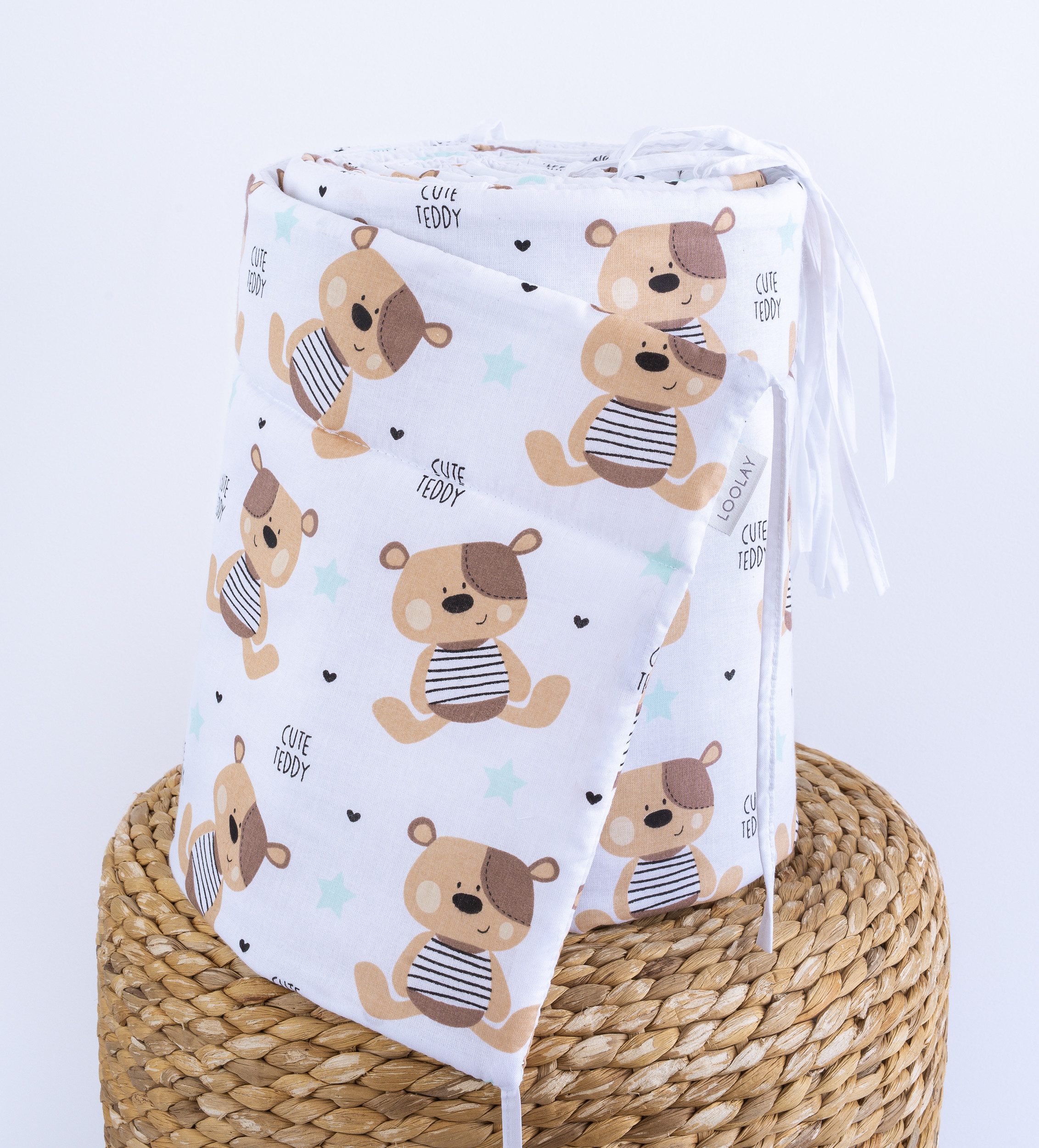 Bettnestchen TEDDY Bär Baumwolle Atmungsaktives Babybett BETTUMRANDUNG Teddybär