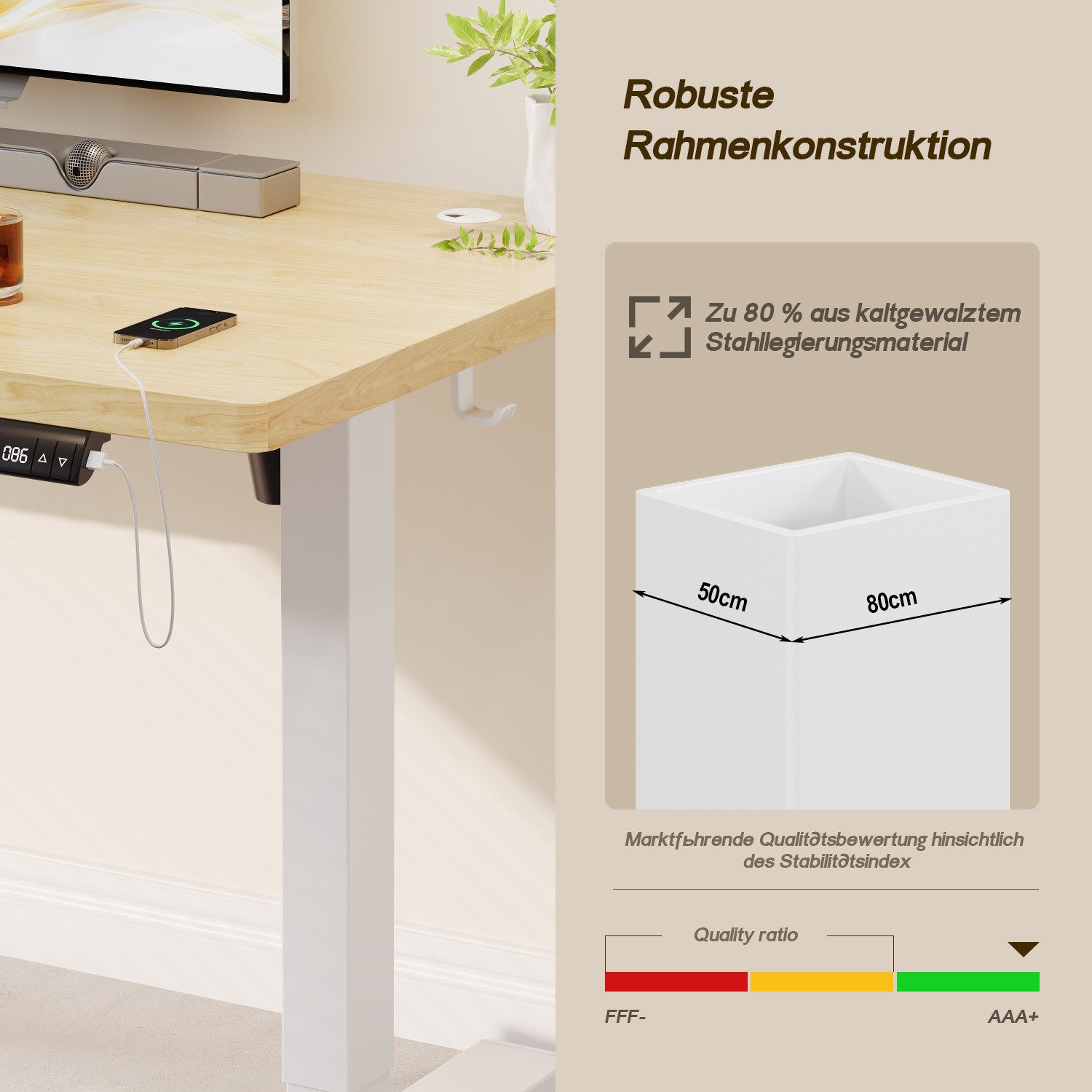 HOMALL Schreibtisch Höhenverstellbarer Elektrisch Schreibtisch, Vierteilige Tischplatte (GroBe MaBe: 140 x 70 cm, 160/180 x 80 cm mit USB-Ladeanschluss, in 3 Stufen hoherverstellbar)