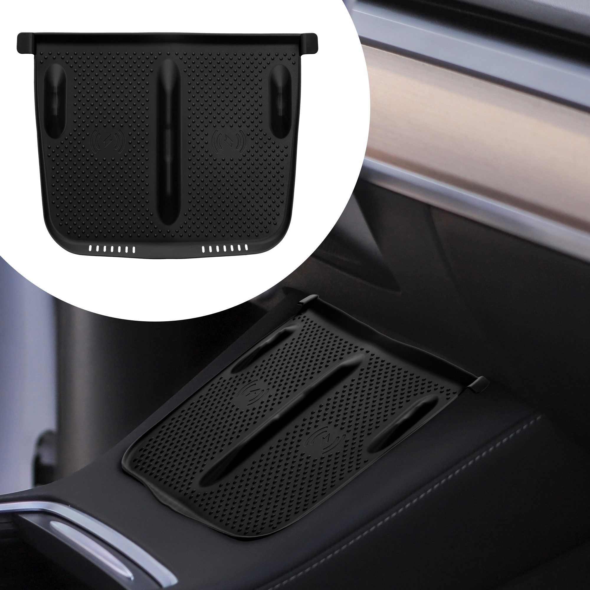 kwmobile Ladegerät Schutzabdeckung für Tesla Model Y / Model 3 Ladestation (1-tlg., Auto Mittelkonsole Matte - Silikon Cover Handy Pad)