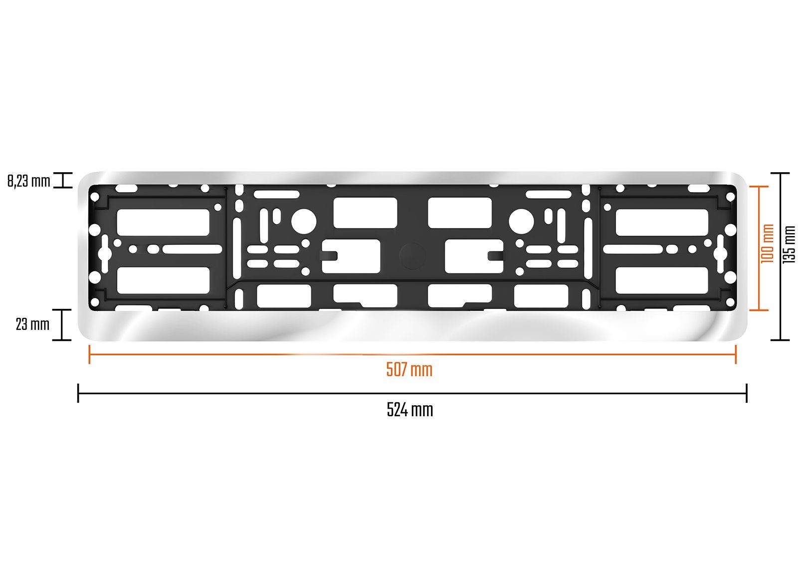 L & P Car Design Kennzeichenhalter für Auto Edelstahl hochglanz poliert Kennzeichenhalter V2A, (2 Stück) – Bild 2 von 4