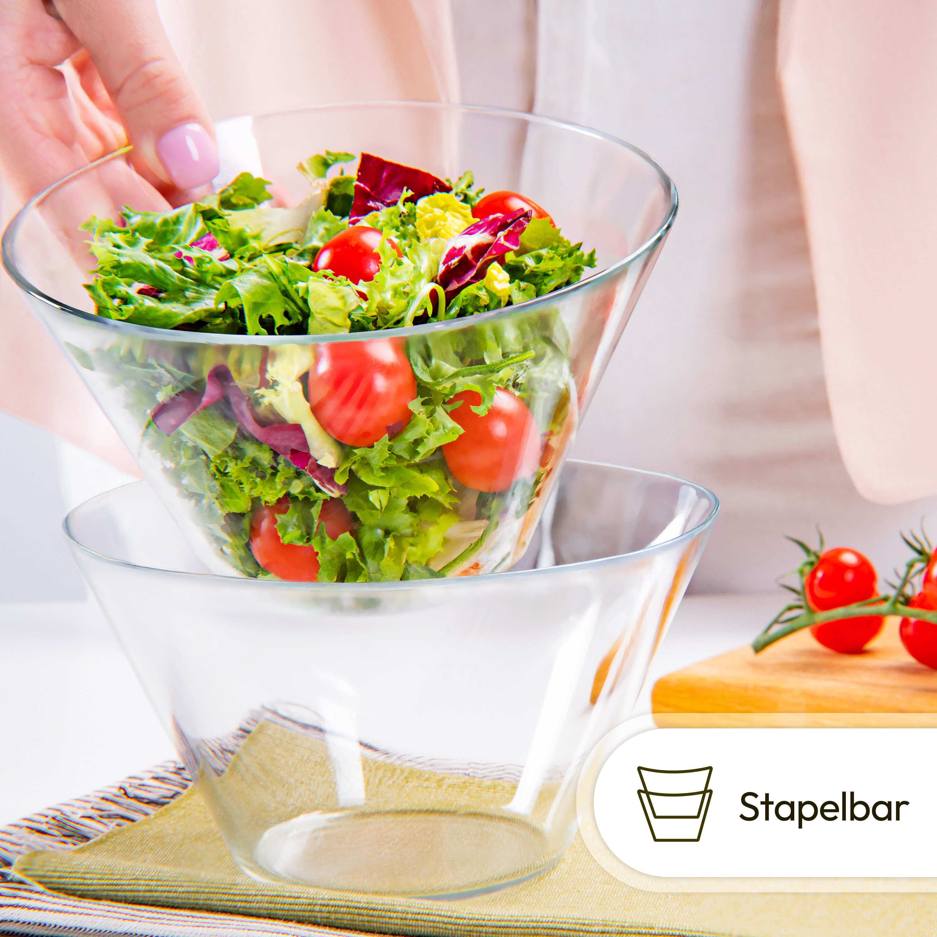 KONZEPT Salatschüssel Salatschüssel aus Glas, Glasschüssel für Salate, (1-tlg), Verfügbare Varianten: 3180 ml und 830 ml. – Bild 5 von 5