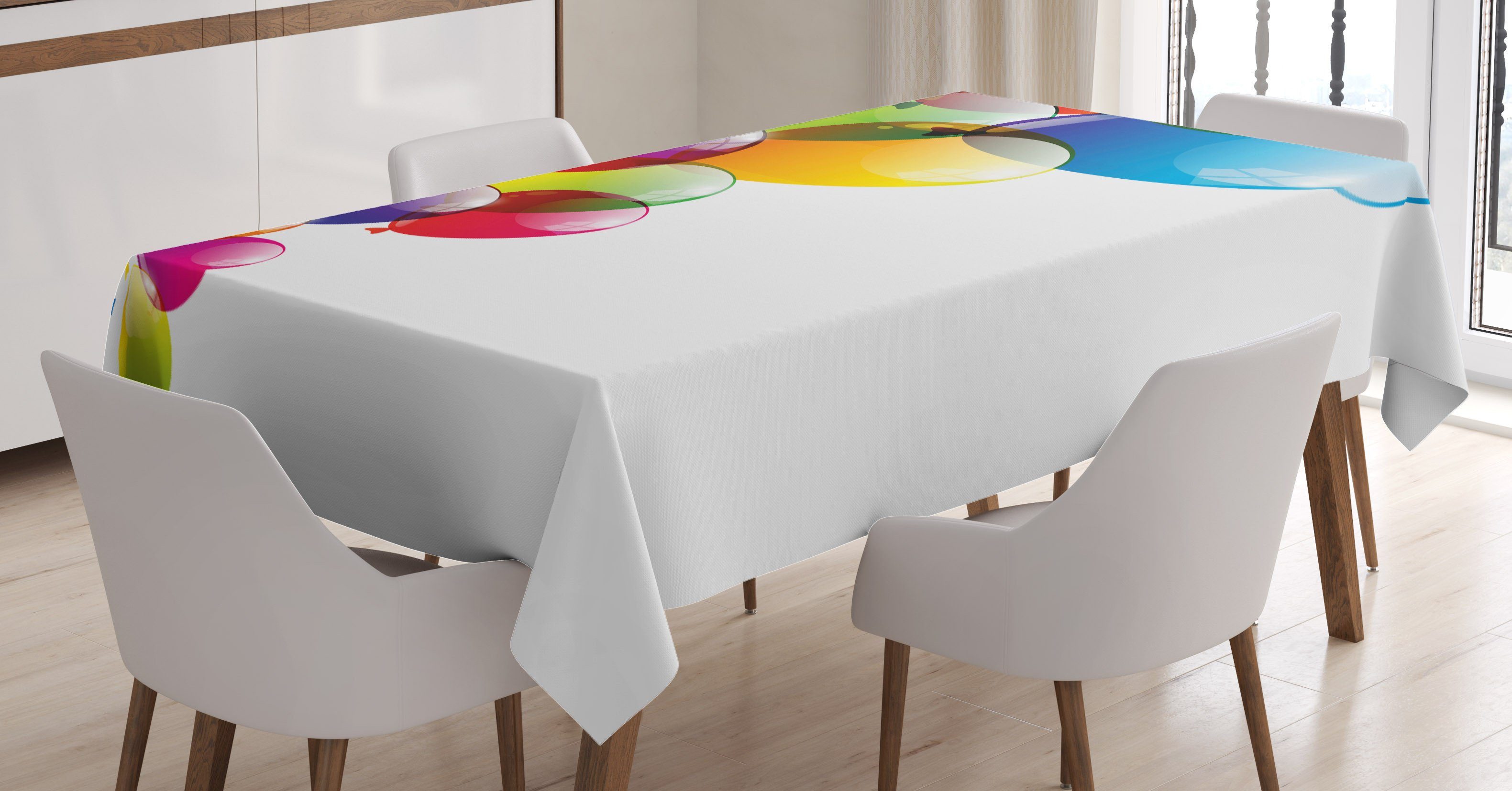 Abakuhaus Tischdecke Farbfest Waschbar Für den Außen Bereich geeignet Klare Farben, Bunt Leuchtende Luftballons Joy