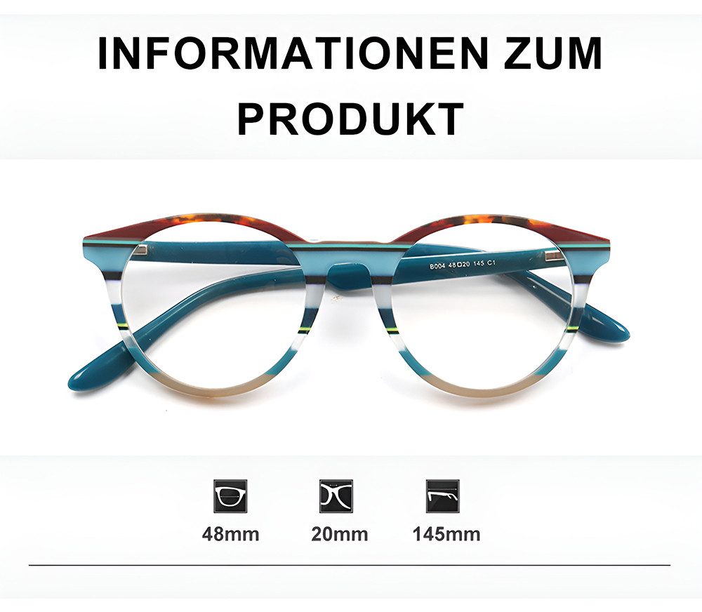 PACIEA Lesebrille Damen Herren Blaulichtfilter Rundrahmen Mehrfarbig Mode