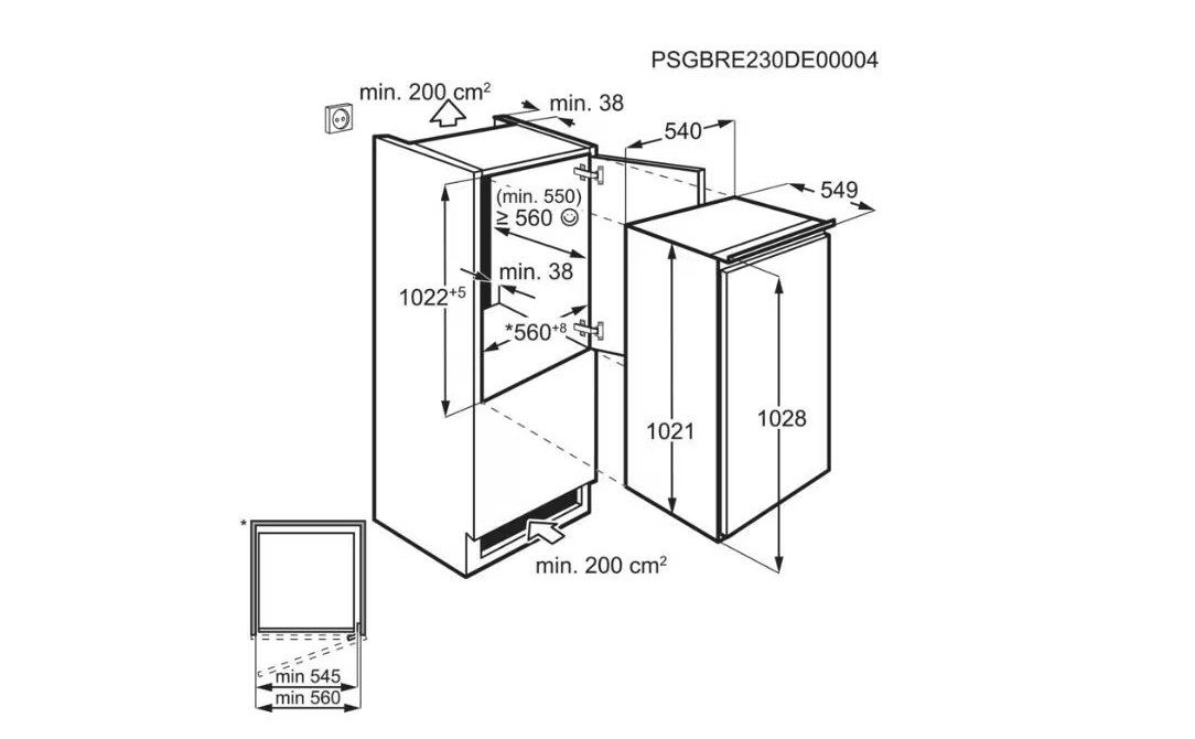 AEG Einbaukühlschrank TSF5O101ES, 102,2 cm hoch