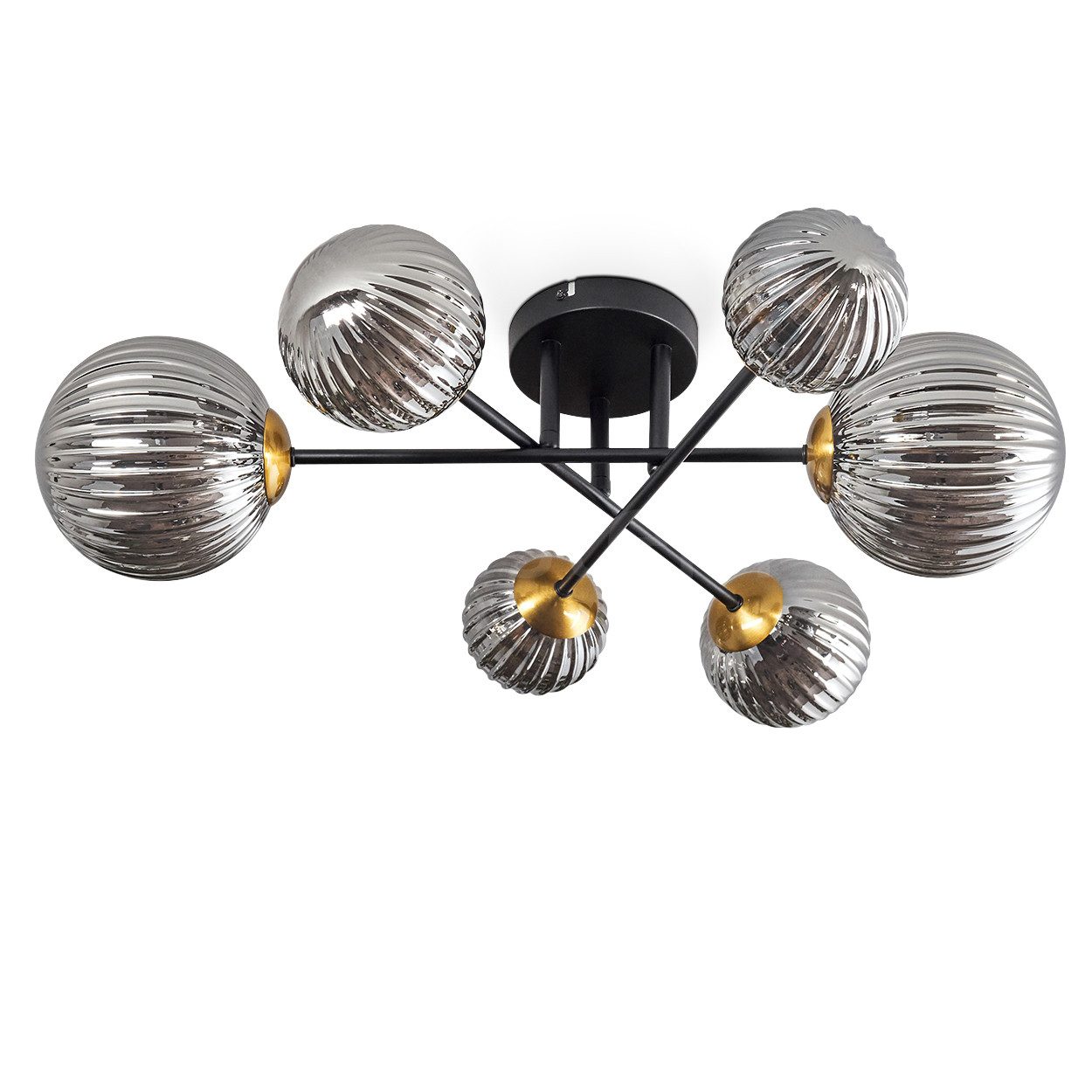 hofstein Deckenleuchte Deckenlampe aus Metall/Riffelglas in günstig online kaufen