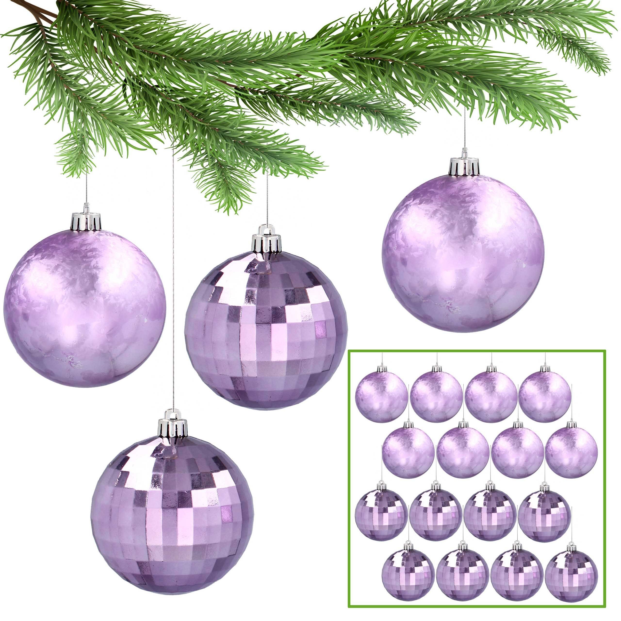 Sarcia.eu Weihnachtsbaumkugel Lila kugeln aus Kunststoff 8cm, 16Stück 1Pack