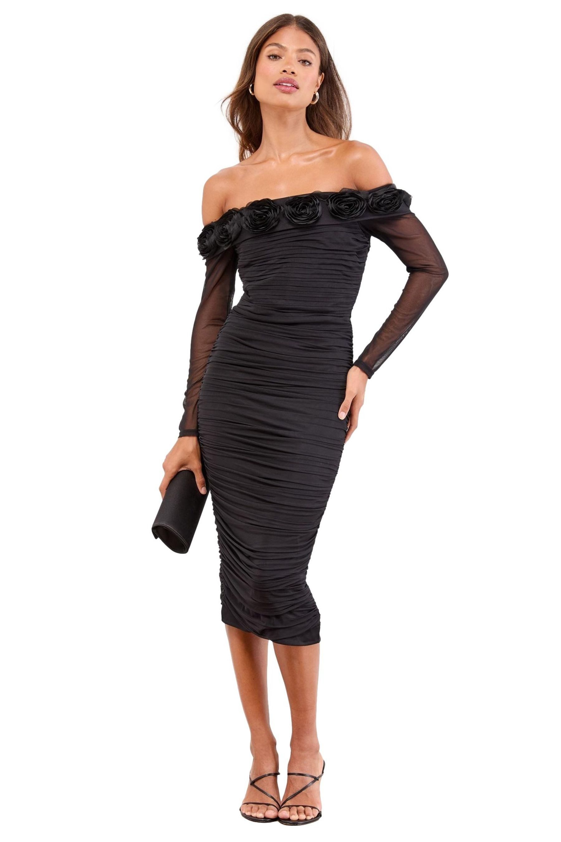 LIPSY Midikleid Lipsy Enges Bardot-Midikleid mit Blumenmuster (1-tlg) günstig online kaufen