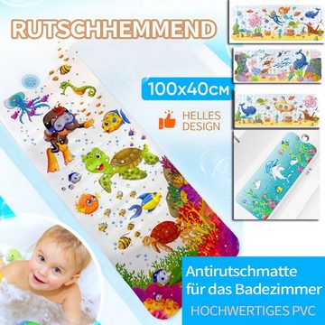 Badematte Rutschfeste Kinderbadematte 100*40cm Cartoon BPA-frei MAGICSHE, PVC