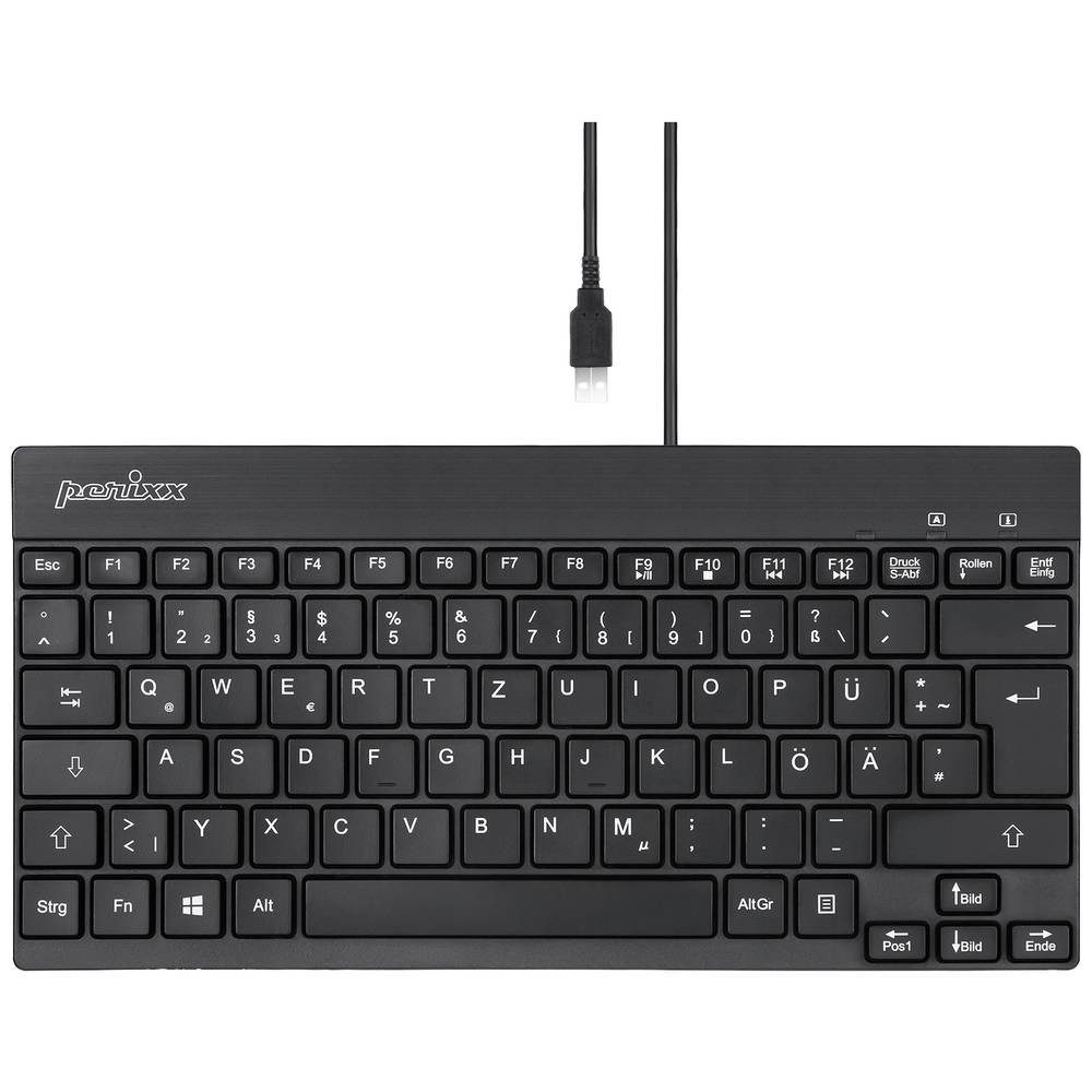 Perixx Mini USB DE Keyboard 11666 Tastatur (Beleuchtet)
