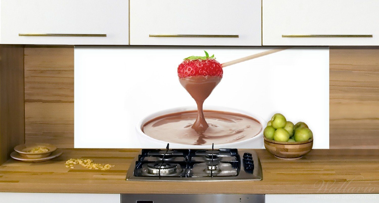 Schoko-fondue Stiel, Erdbeer Wallario Küchenrückwand am mit (1-tlg)