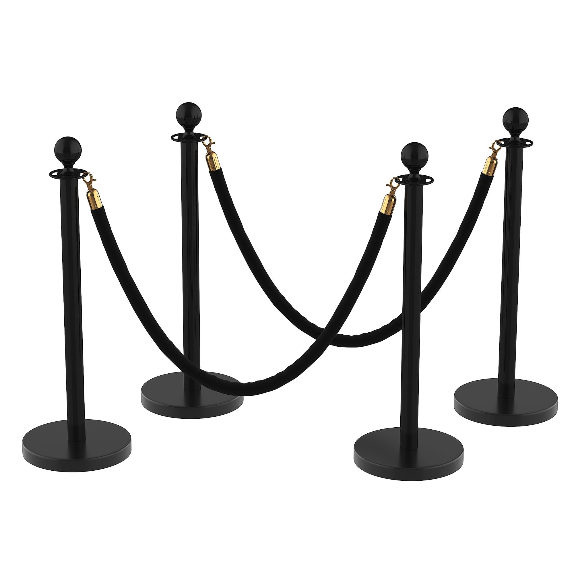 GarveeMore Absperrpfosten Stanchions und Samtseile Schwarze Stanchions Rückzugsgürtel