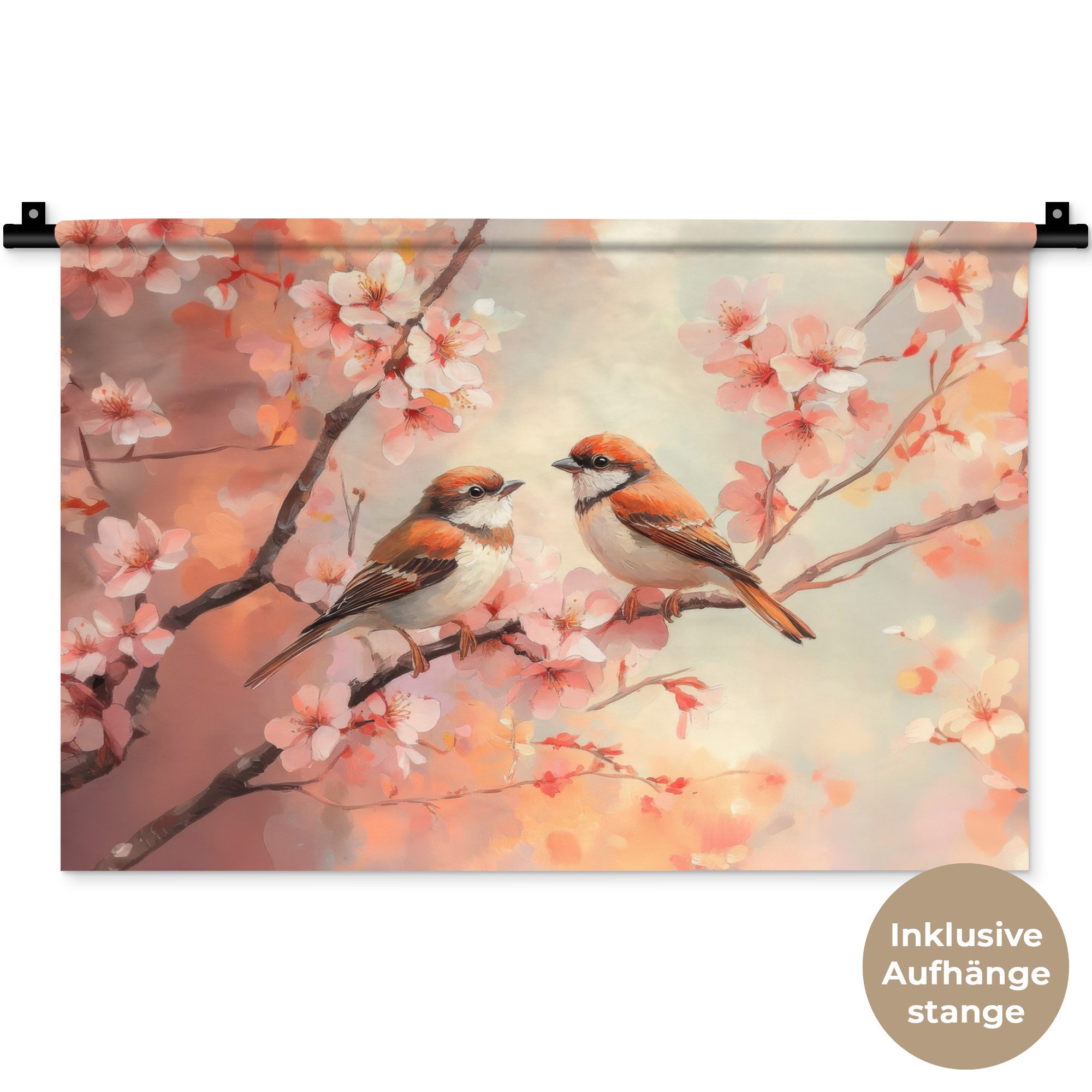 MuchoWow Wandteppich Vögel - Romantisch - günstig online kaufen