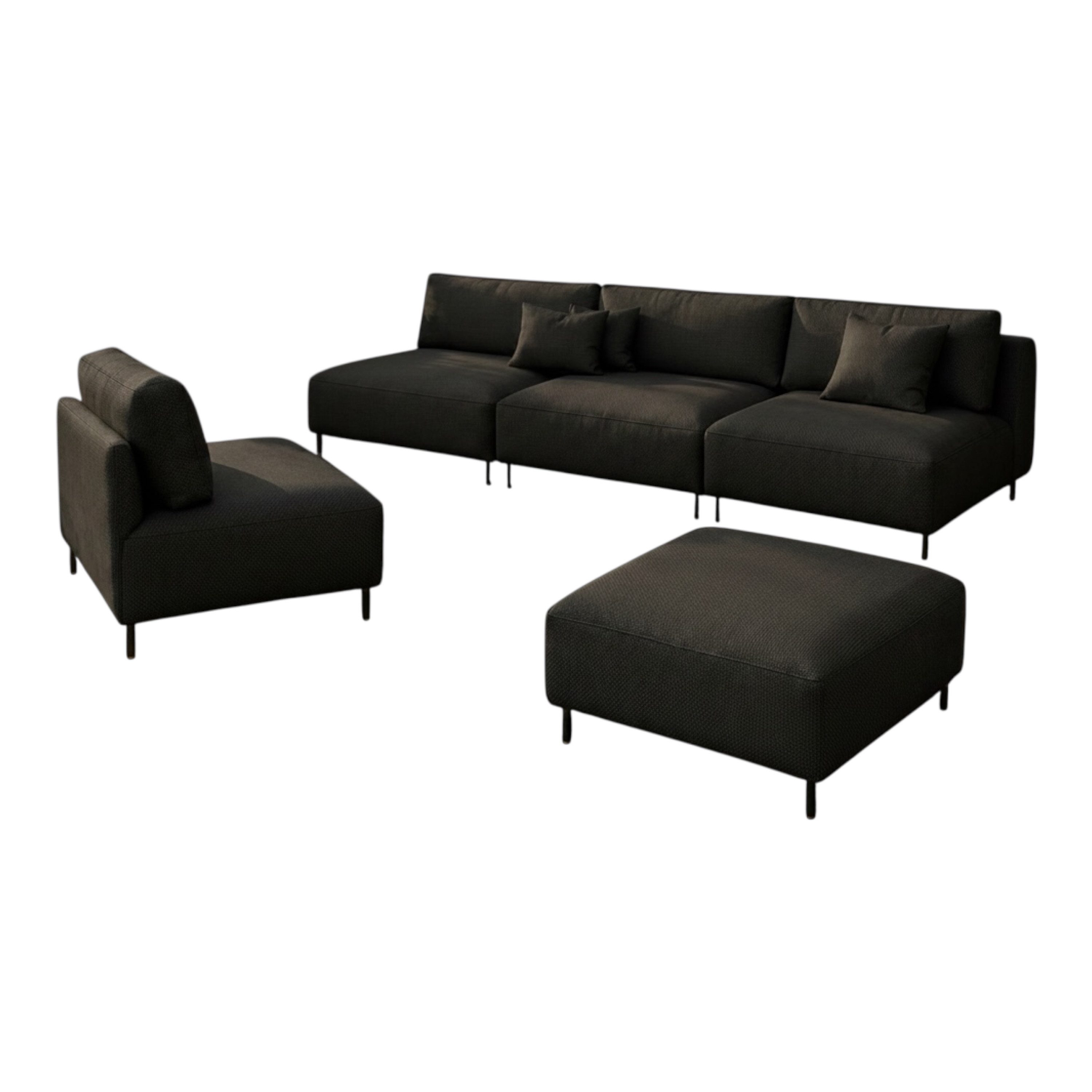 A&J MöbelLand GmbH Gartenlounge-Set Outdoor Lounge Set SUN – Sofa, Sessel und Hocker, (Outdoor Lounge Set für Garten und Terrasse, 3-teiliges modernes Garten Lounge Set), Wetterfestes Lounge Set für Garten und Terrasse