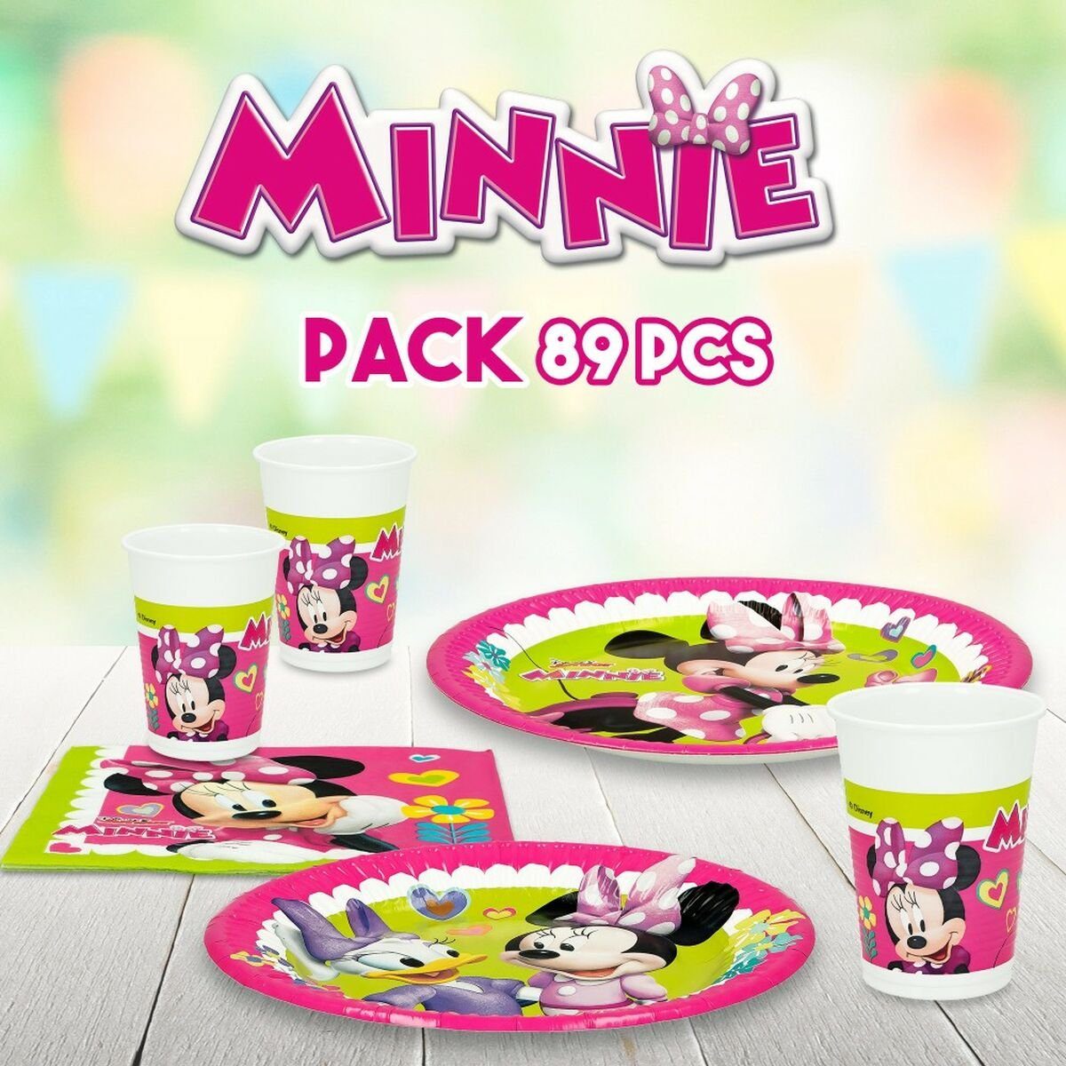 Partyartikel Happy Deluxe 16 Minnie Set Disney Stücke Mouse Minnie Mouse Einweggeschirr-Set 89