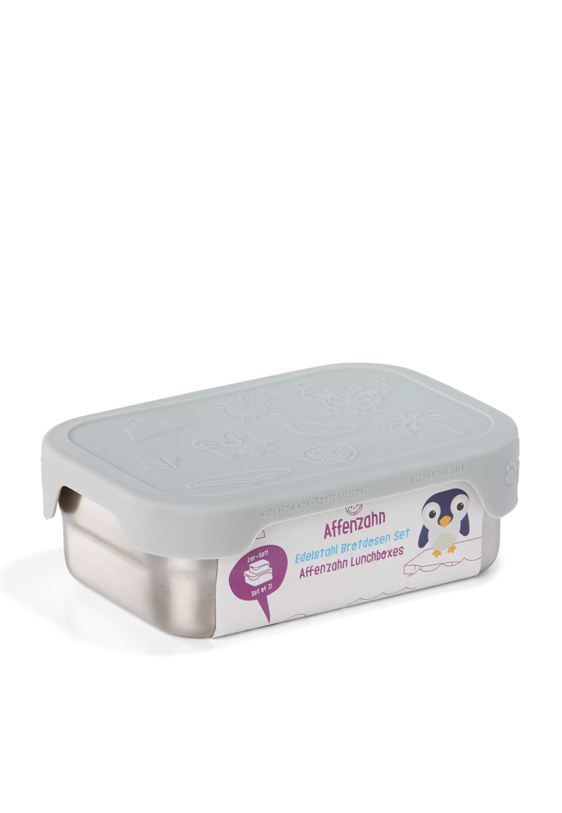 Affenzahn Lunchbox Edelstahl Brotdosen Set, Edelstahl, (Edelstahl Brotdosen Set, 1-tlg., 2er-Set aus kleiner und großer Dose), 100% BPA-frei