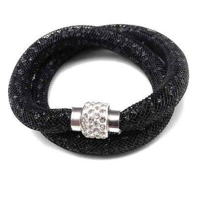 MyBeautyworld24 Wickelarmband »Armband aus Netzschlauch zweireihig Glitzerkristallen u. Shamballa Kugel Wickelarmband«