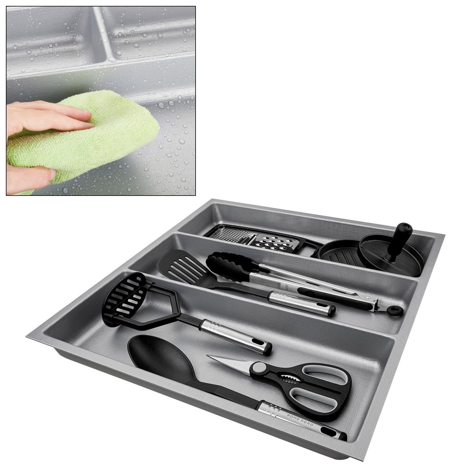 SO-TECH® Besteckeinsatz Orga-Box 2 silbergrau Canvas günstig online kaufen