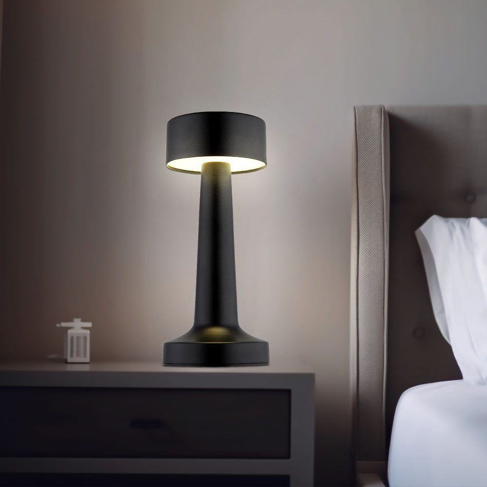 GLOBO LIGHTING LED Tischleuchte, LED-Leuchtmittel fest verbaut, Kaltweiß, Warmweiß, Neutralweiß, Tageslichtweiß, Farbwechsel, Tischlampe Tischleuchte Nachttischlampe schwarz Touchdimmer Akku LED