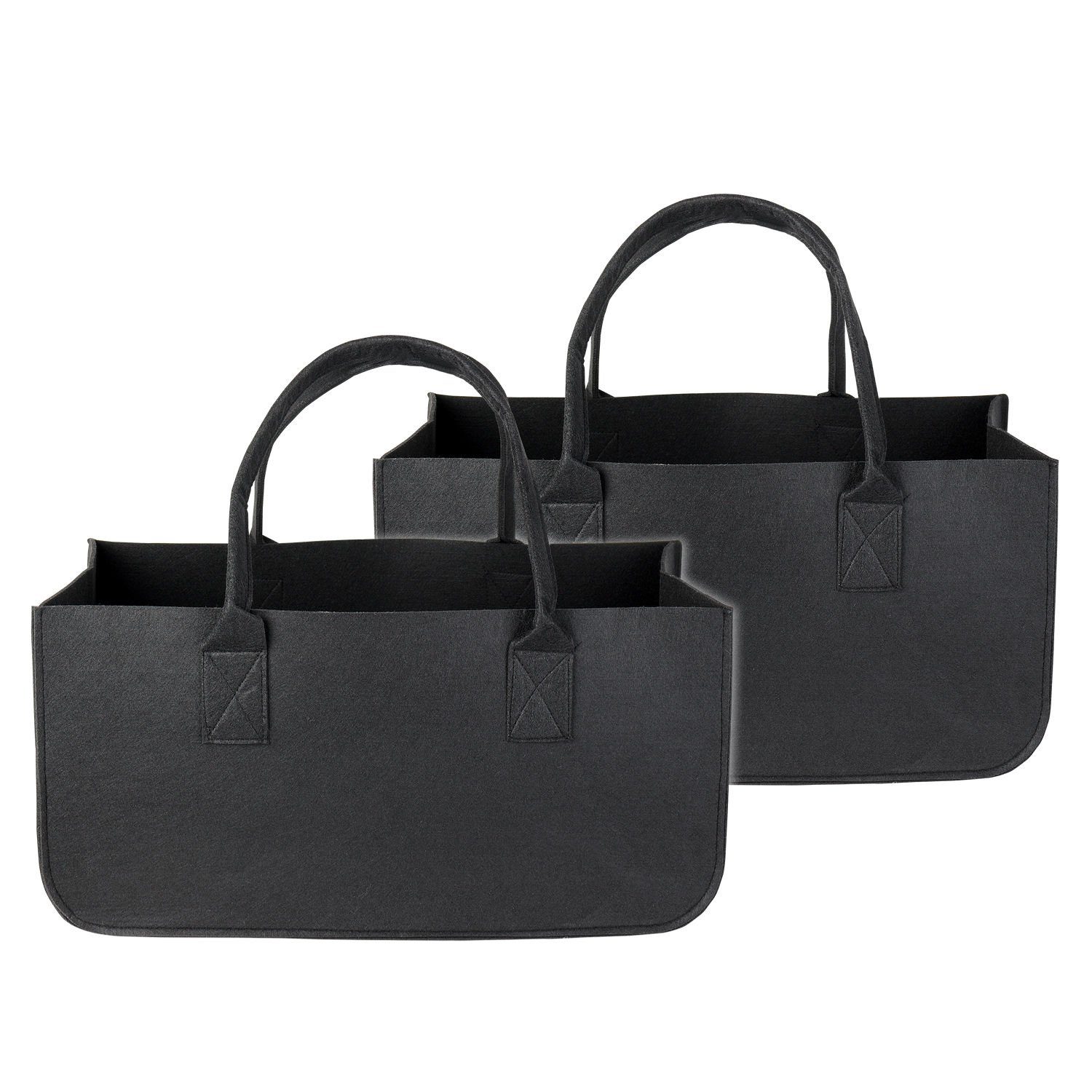 Henkeltasche Schramm® 1 oder 2 Stück Filztasche Tasche aus Filz schwarz 50x25x25 cm Kaminholztasche Holzkorb Einkaufstasche Filzkorb Zeitungskorb Shopper Taschen Filztaschen