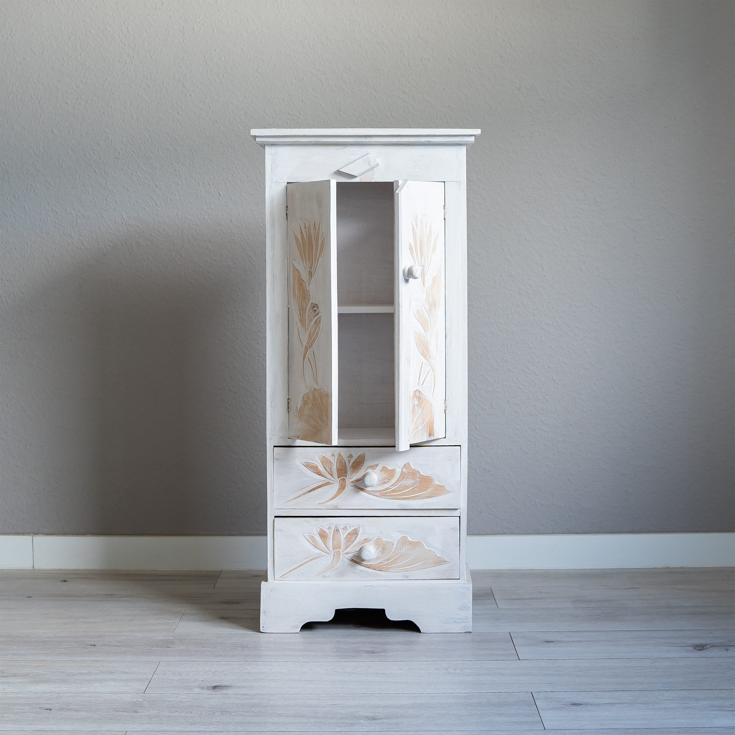 livasia Midischrank aus Bali - 45x20x98cm - Massivholz, handgefertigt