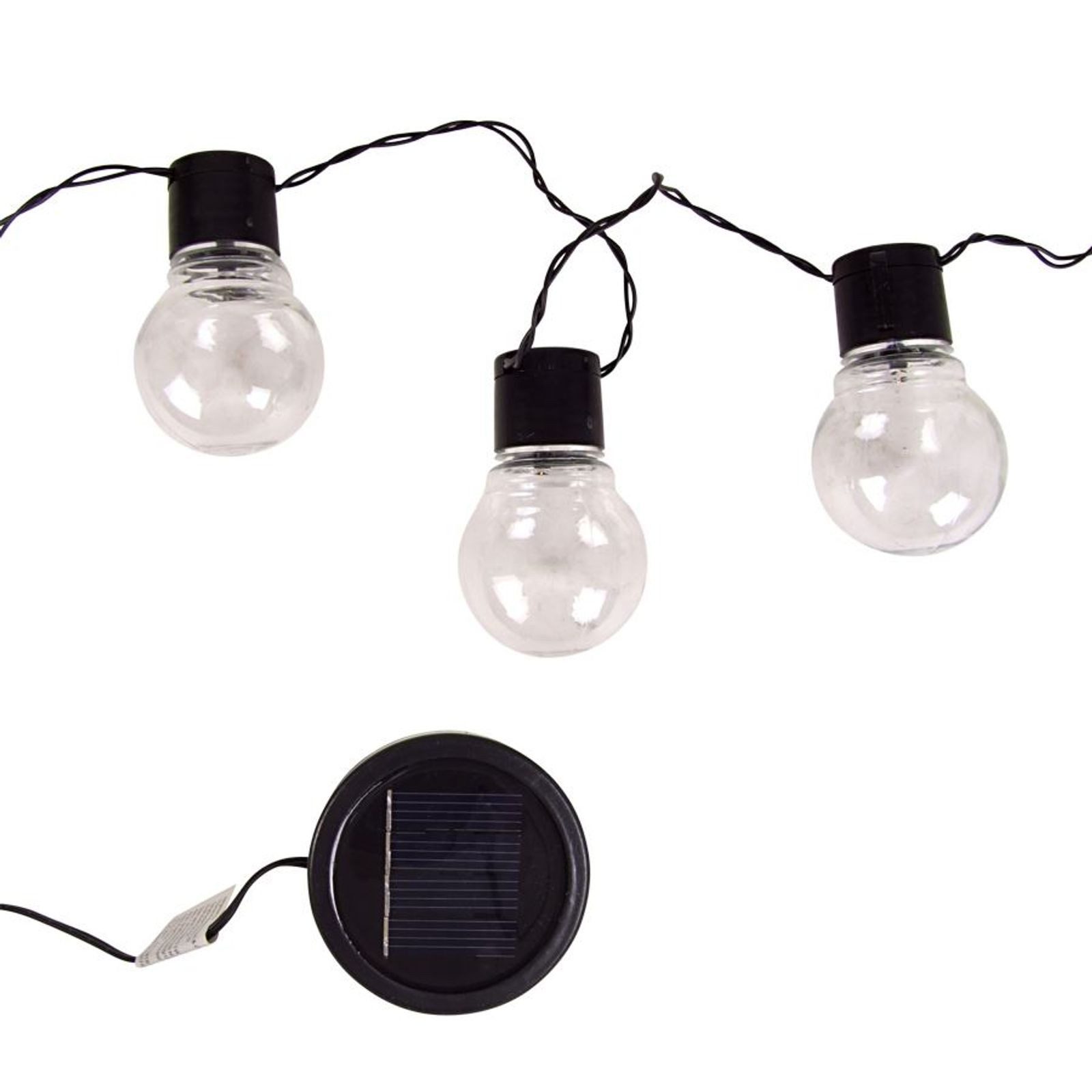 BURI Lichterkette LED Solar Glühlampenlichterkette 1,9m Warmweiß Außen Leuchten Deko