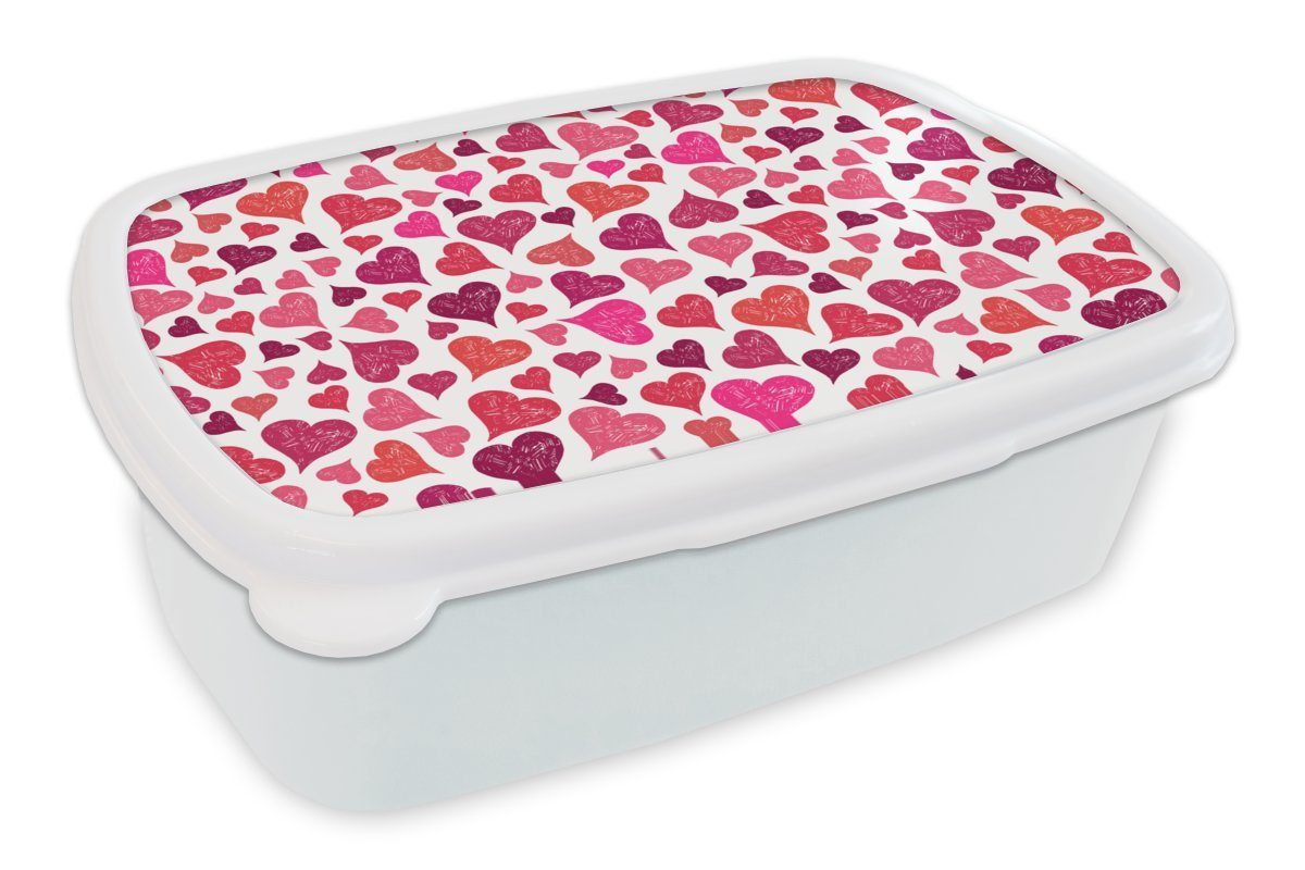 MuchoWow Lunchbox Valentinsgeschenk für ihn - Liebe - Herz, Kunststoff, (2-tlg), Brotbox für Kinder und Erwachsene, Brotdose, für Jungs und Mädchen weiß