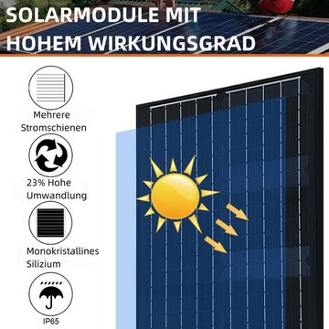 PFCTART Solarabsorber 30W monokristallines Silizium Glas Solarmodul mit schwarzem Rahmen, ohne MC4-Anschluss, für die Stromversorgung autonomer Systeme