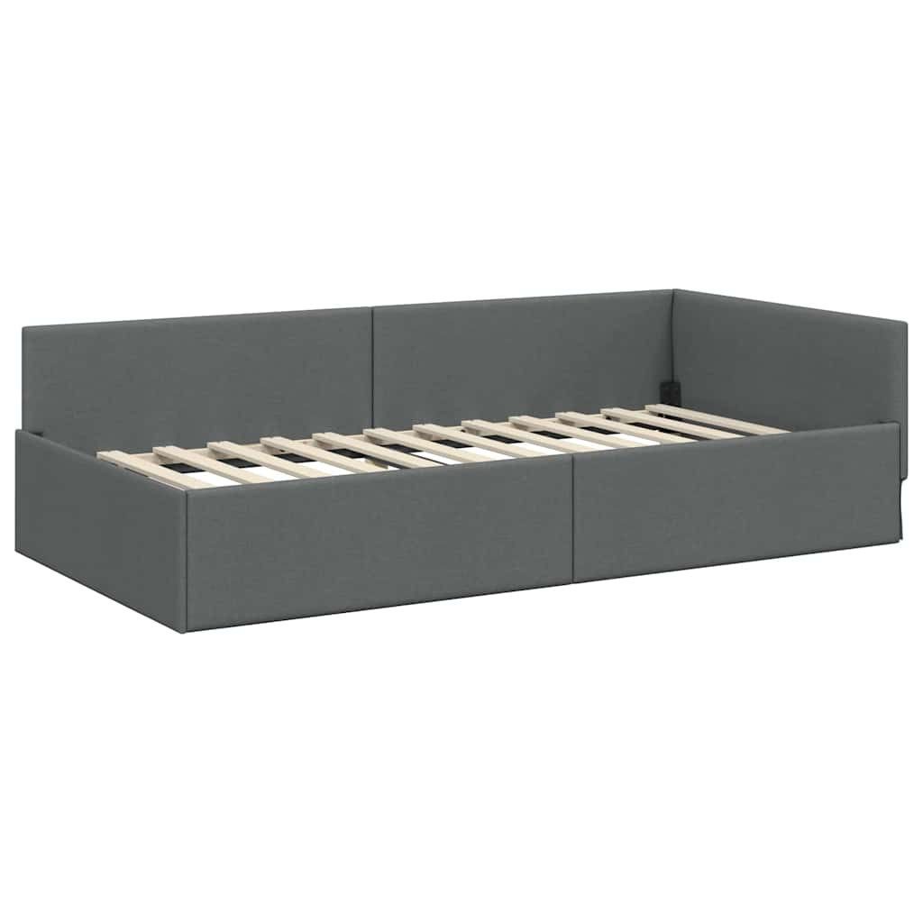 vidaXL Bett Eckbettgestell mit Kopfteil Dunkelgrau 80 cm x 200 cm Stoff (1- günstig online kaufen