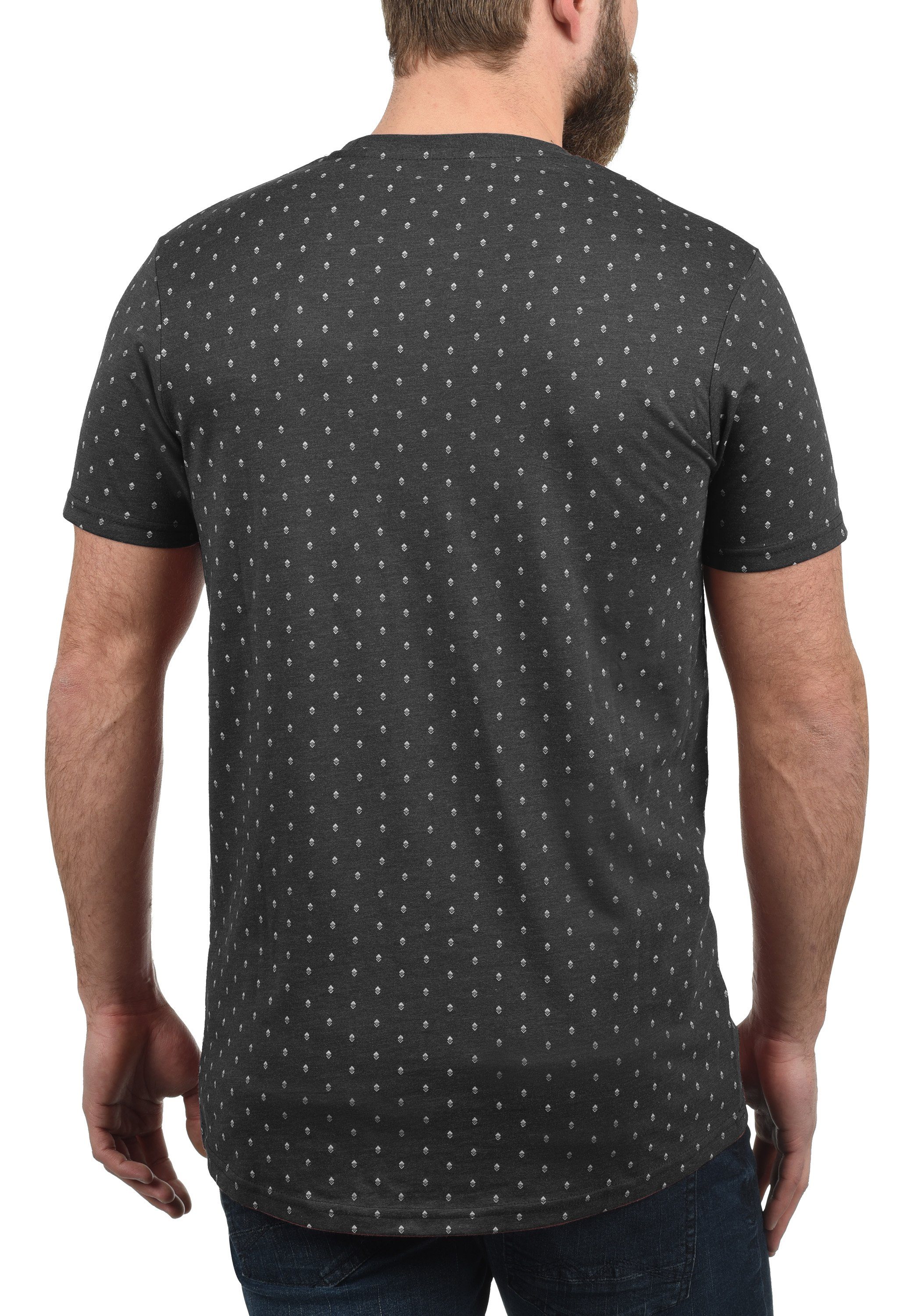 Kurzarmshirt !Solid Print Dark (8288) mit Grey All-Over SDAaron Melange Rundhalsshirt