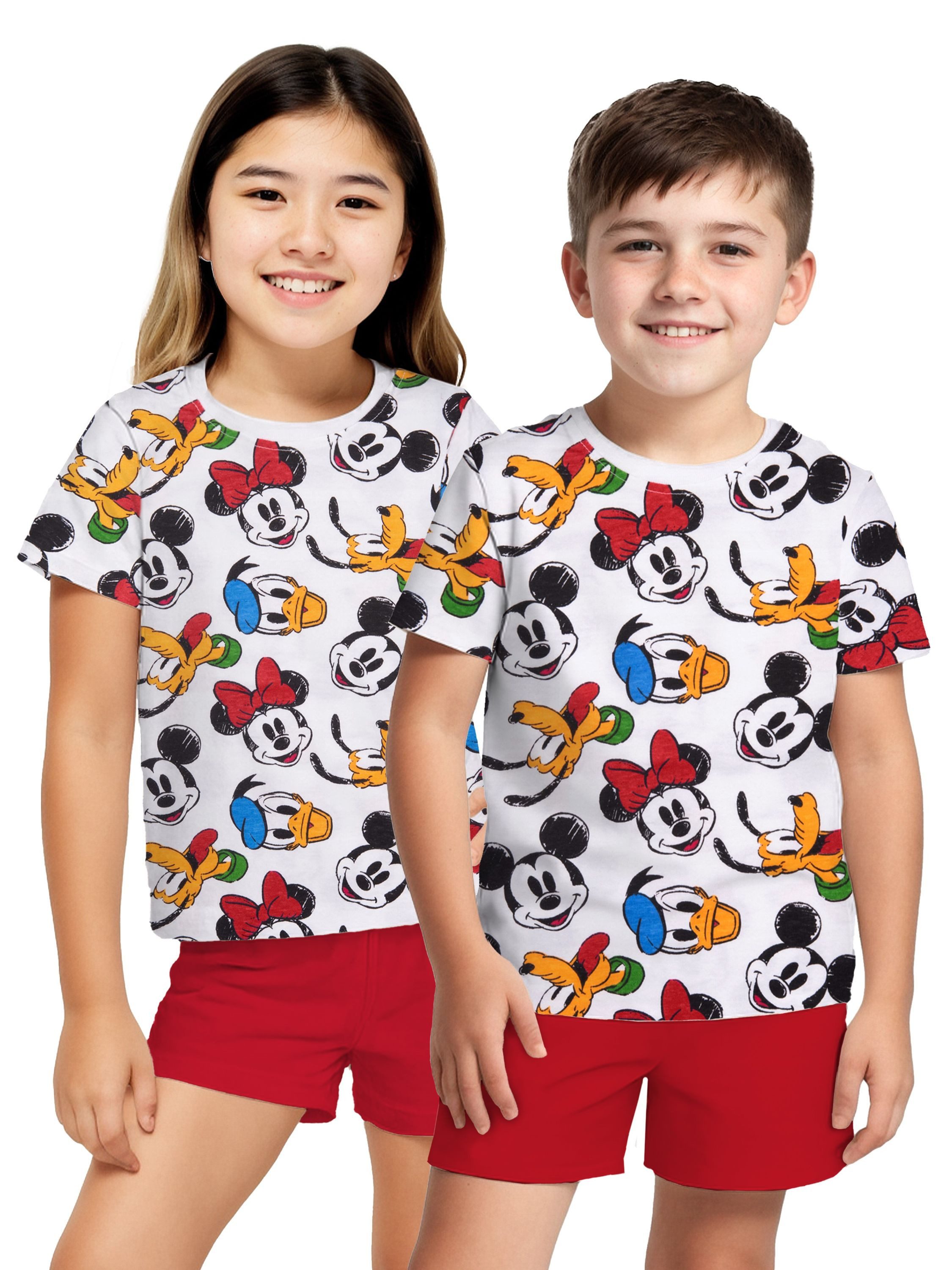 Schlafanzug Disney Mickey Mouse Schlafanzug Pyjama Set Kurzarm Oberteil mit Hose