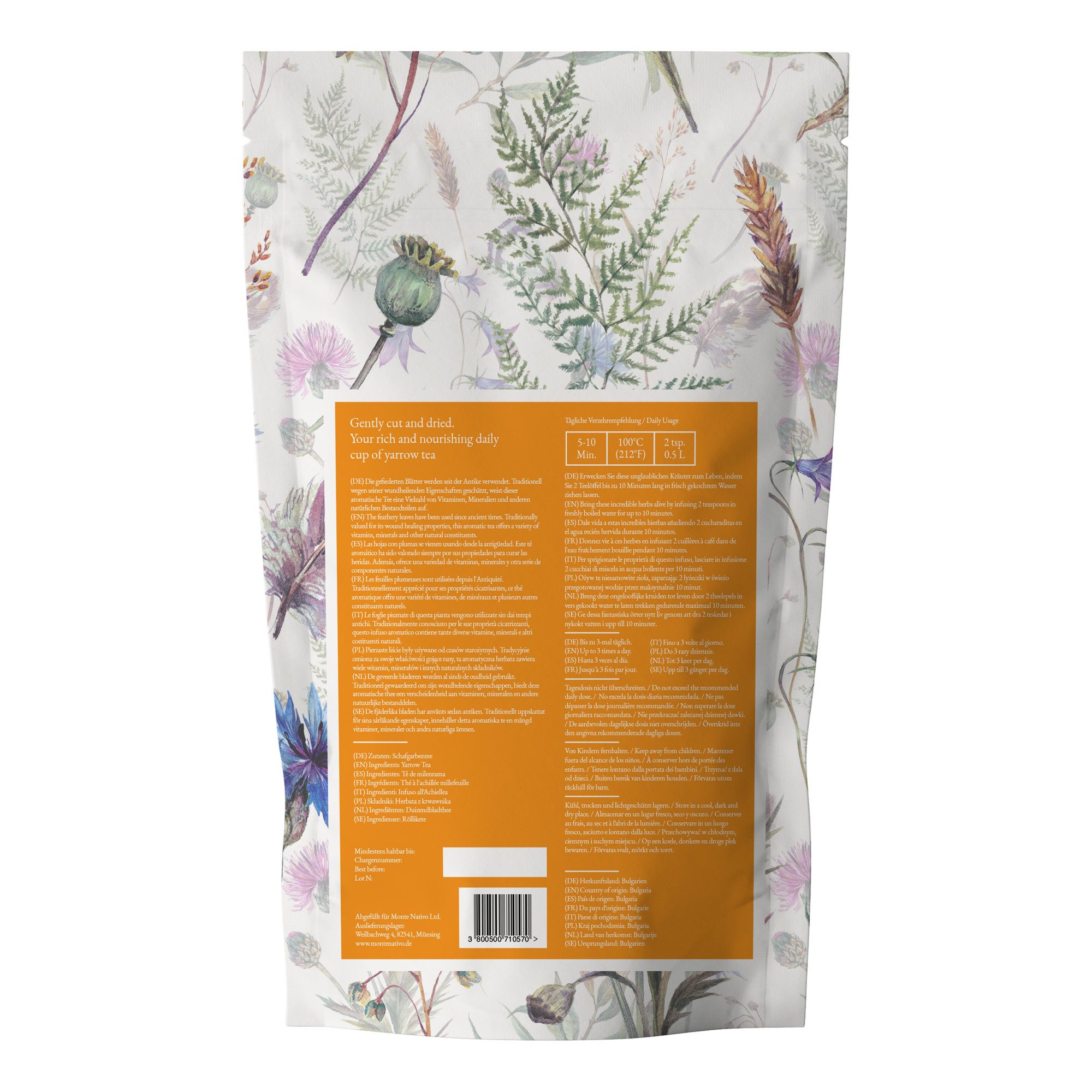 Monte Nativo Tee Schafgarbe Kräutertee lose, – leicht bittere Note, charakteristisch für traditionelle Kräuter