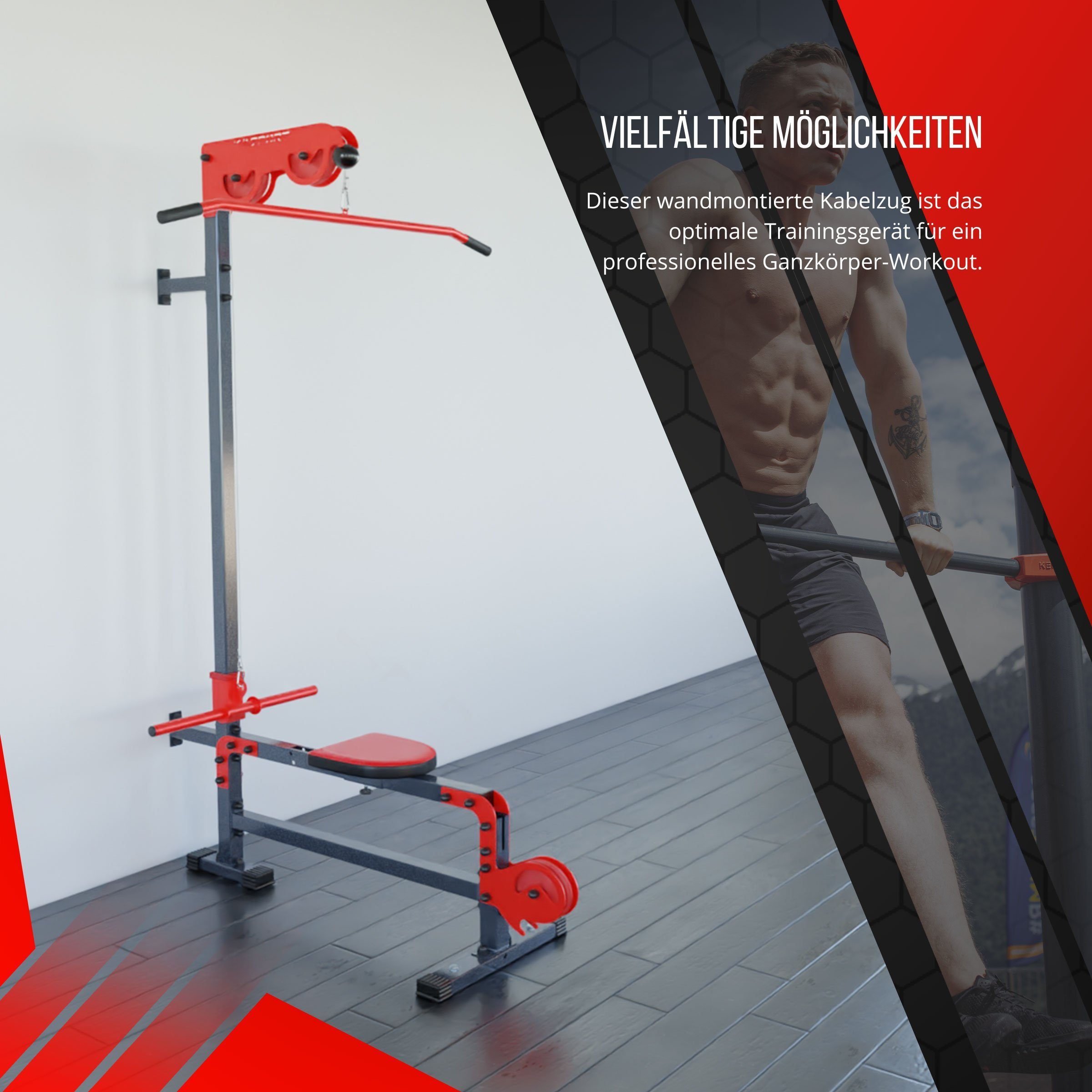 K-SPORT Kraftstation Oberer&unterer Kabelzug mit Sitz, Made in EU!