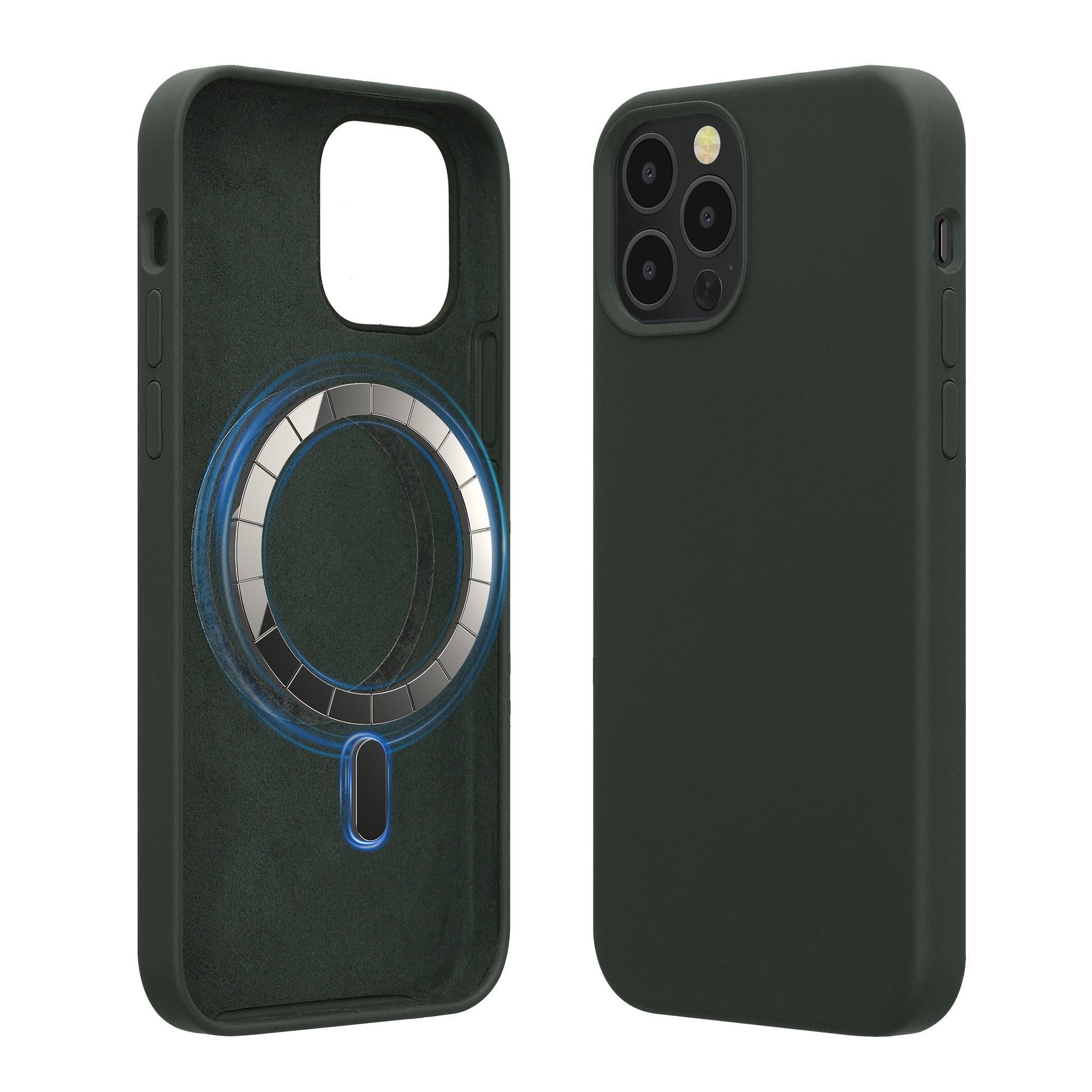 kwmobile Handyhülle Hülle kompatibel mit Apple iPhone 12 / 12 Pro, magnetische Handyhülle Silikon Case - Cover gummiert