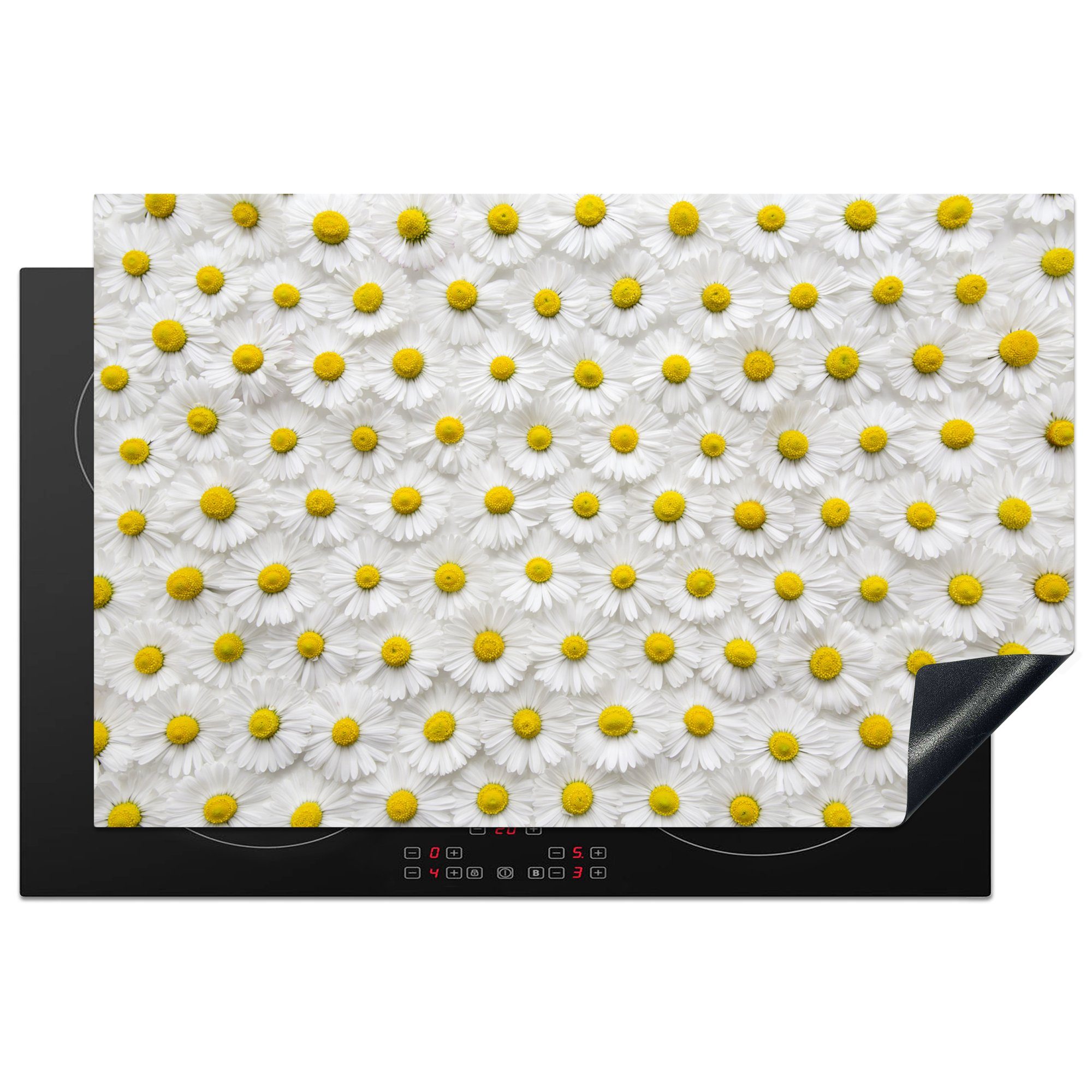 MuchoWow Herdblende-/Abdeckplatte Ein florales Muster aus Gänseblümchen, Vinyl, (1 tlg), 81x52 cm, Induktionskochfeld Schutz für die küche, Ceranfeldabdeckung